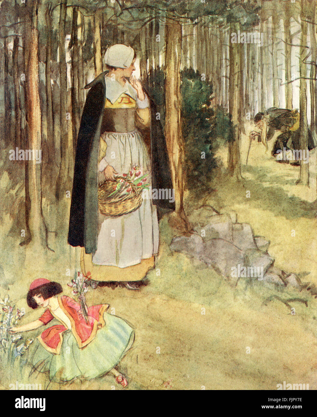 La lettera scarlatta, un romance di Nathaniel Hawthorme. Pubblicato per la prima volta 1850. Illustrazioni di Hugh Thomson . La didascalia recita: Lei (Hester) notò il vecchio medico in ricerca di radici e di erbe aromatiche (Roger Chillingworth) ' (Capitolo 14) . (Romanzo basato nel xvii secolo Puritan Boston, Massachusetts, 1642 a 1649, racconta la storia di Hester Prynne che concepisce una figlia attraverso un affare). NH romanziere americano 4 1804 - 19 maggio 1864. HT illusrator inglese 1860 -1920. Foto Stock