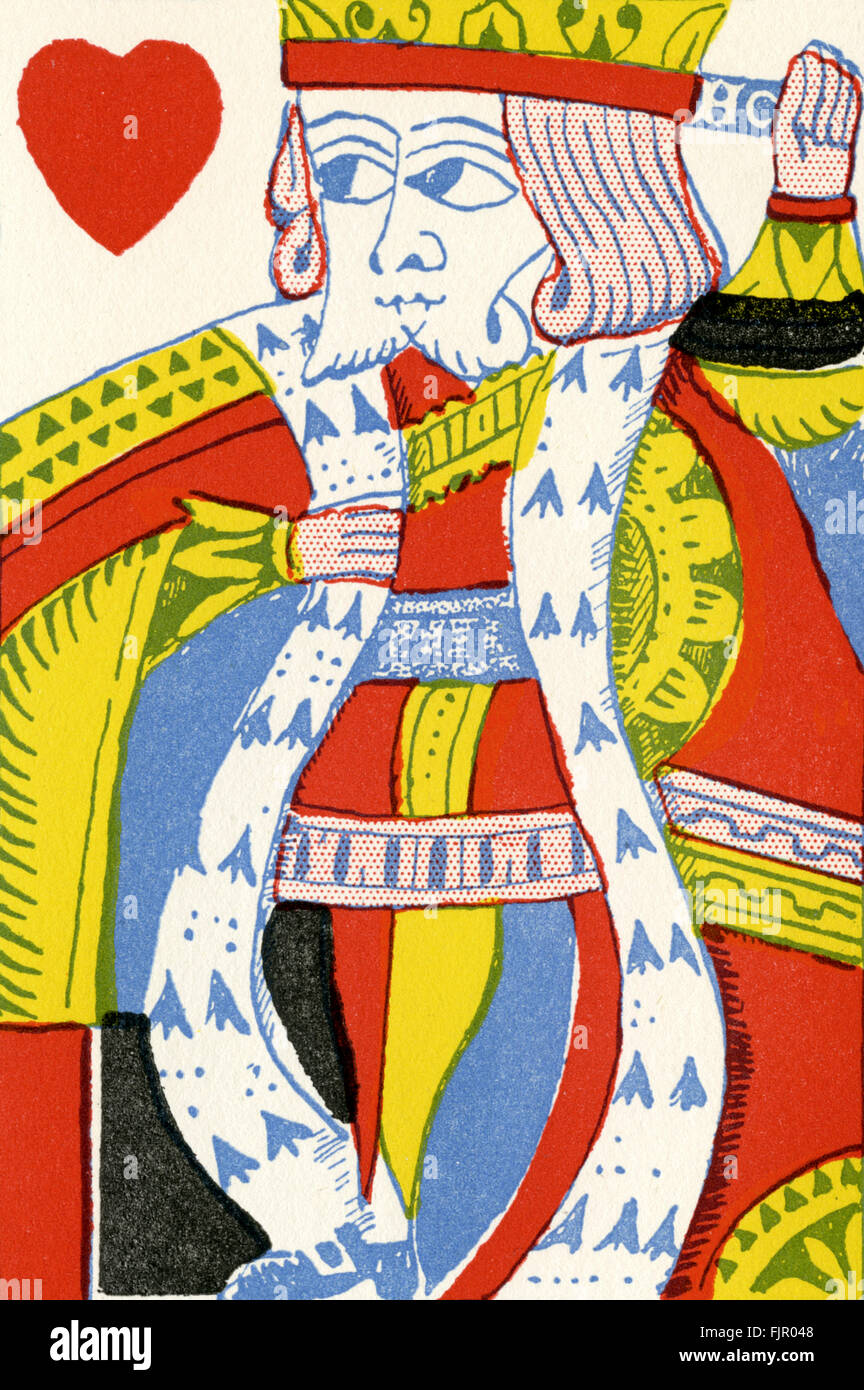Il re di cuori - inglese del XVIII secolo carta da gioco da Bamford, c. 1750 Foto Stock
