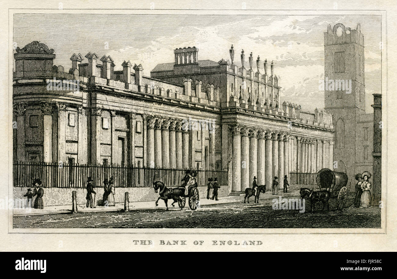 La Bank of England, 1835 - Londra storica Foto Stock