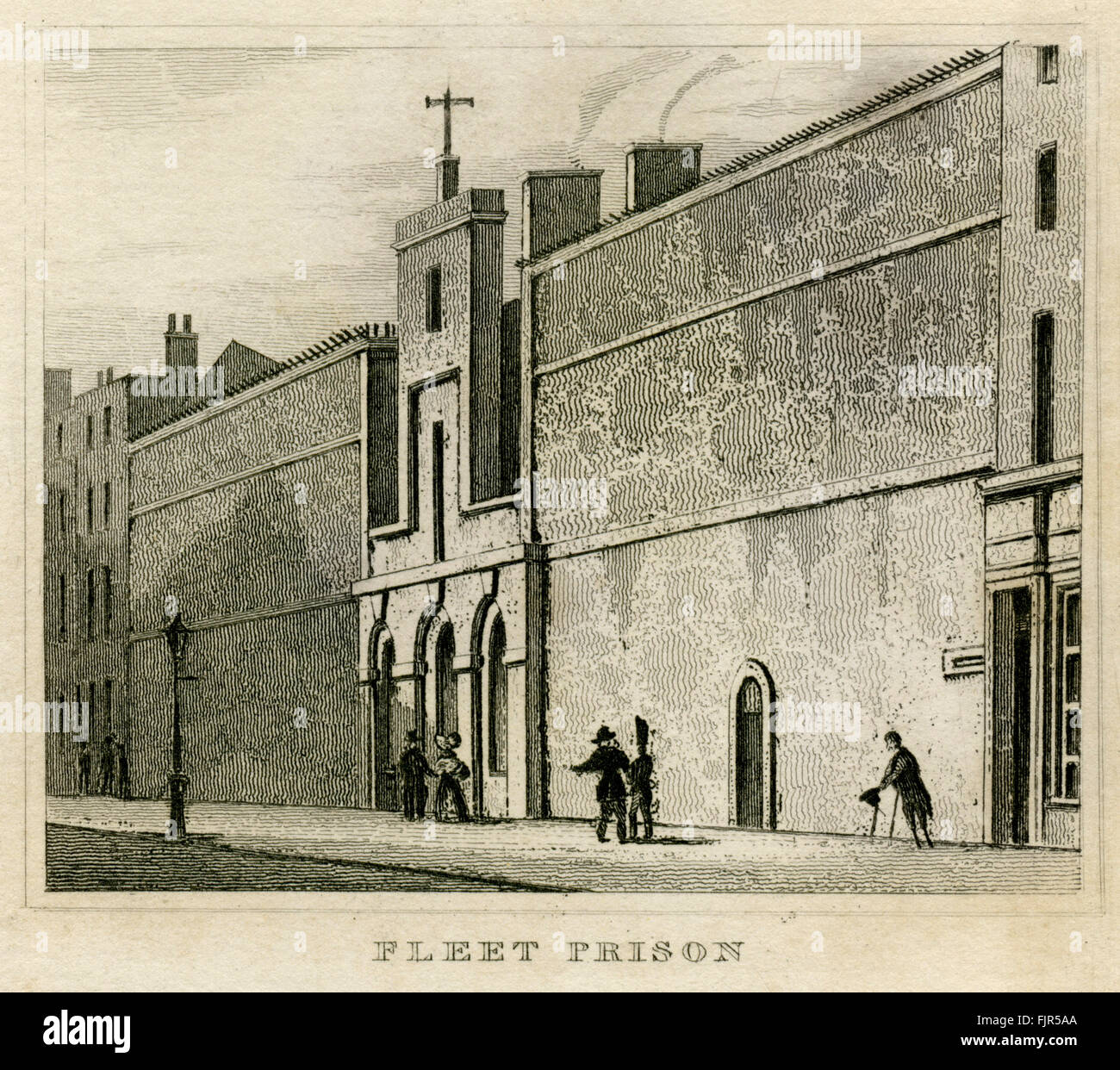 Prigione di flotta, Londra 1853. Costruito nel 1780, dopo che il vecchio edificio fu distrutto dai rivoltosi. Foto Stock