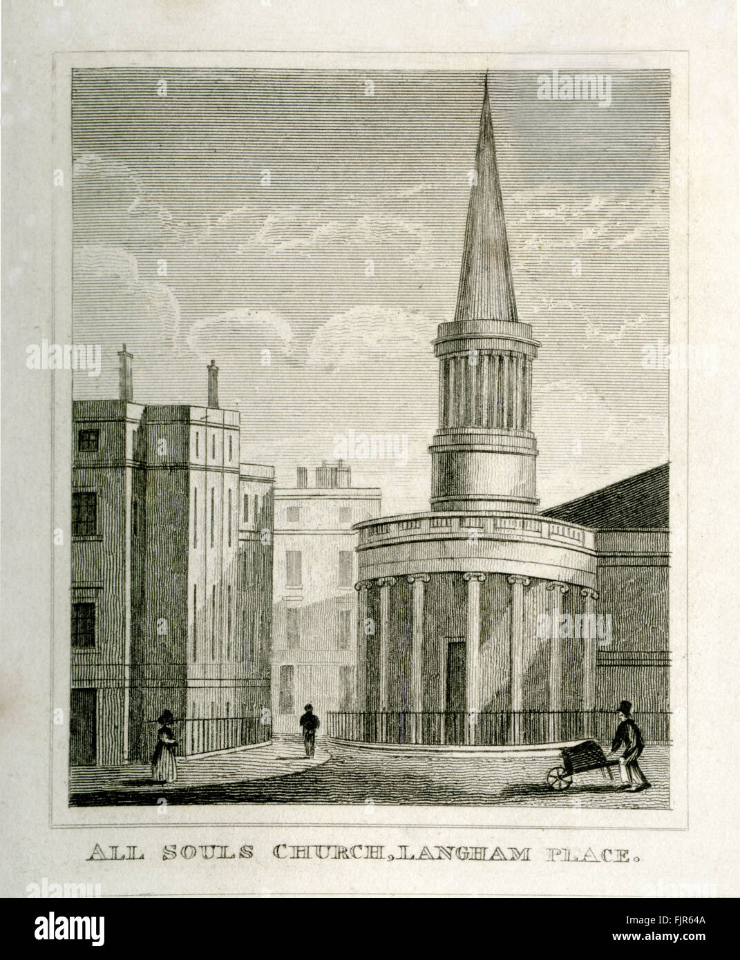 Tutte le anime Chiesa, Langham Place, Londra 1853. Progettato da John Nash (1752 - 1835). Consacrati 1824. Foto Stock