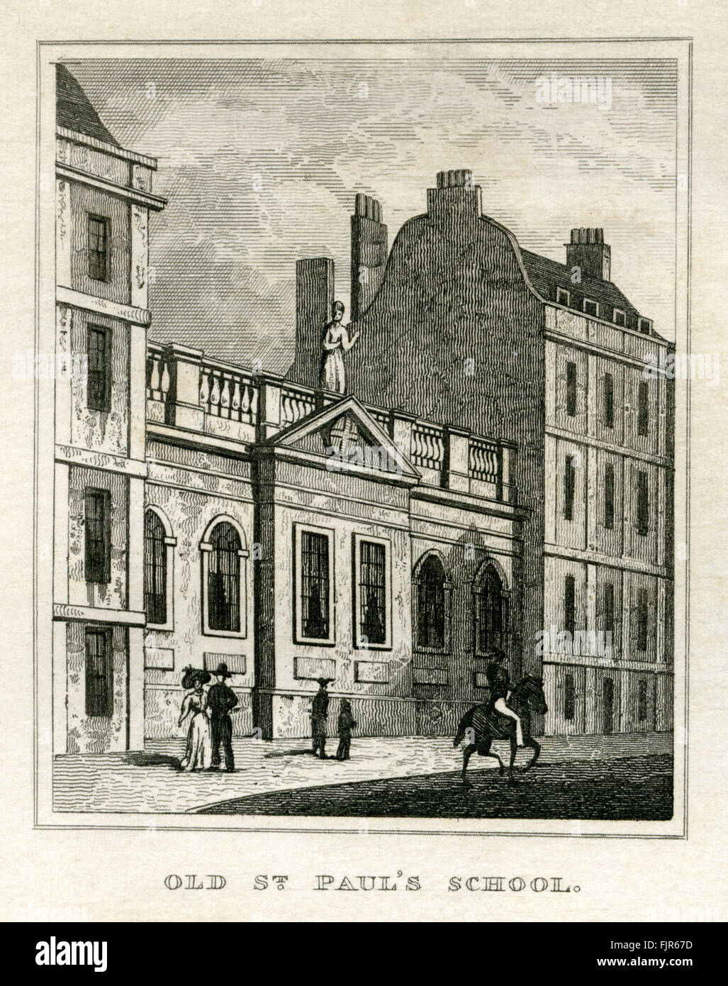 San Paolo la scuola come era dal 1666 - 1823, Londra. Dal 1835 la stampa Foto Stock