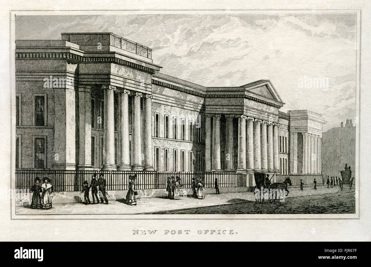 Post Office building, St Martin's Le Grand, Londra. Edificio progettato da Robert Smirke (1780 - 1867), architetto inglese. Dal 1835 la stampa Foto Stock