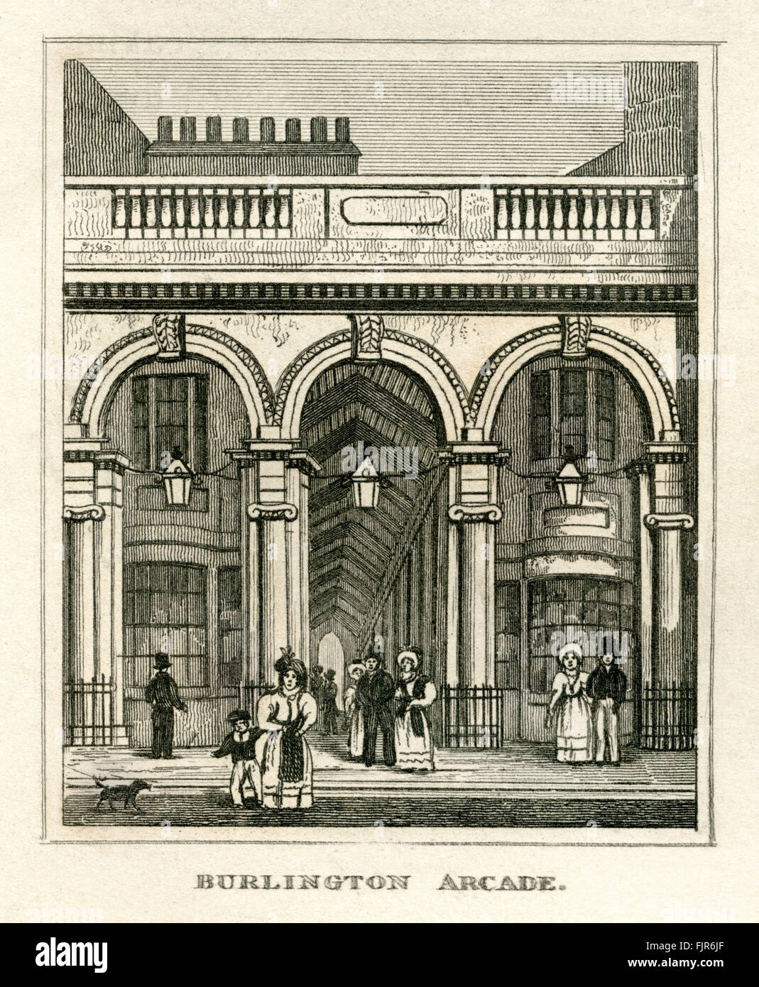 Burlington Arcade, Piccadilly, Londra. Costruito nel 1819. Dal 1835 la stampa. Foto Stock