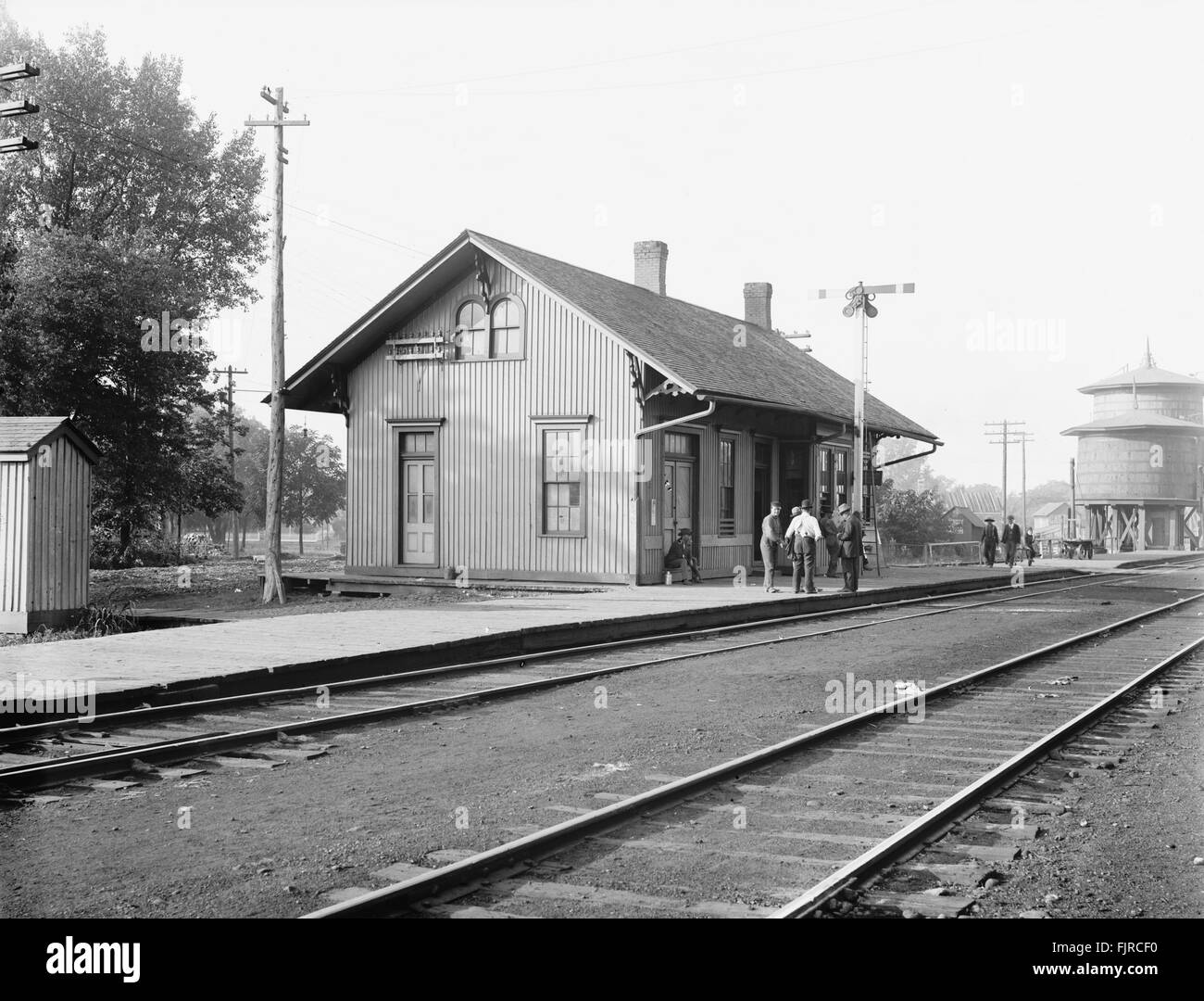Stazione ferroviaria, Pontiac, Illinois, USA, circa 1900 Foto Stock