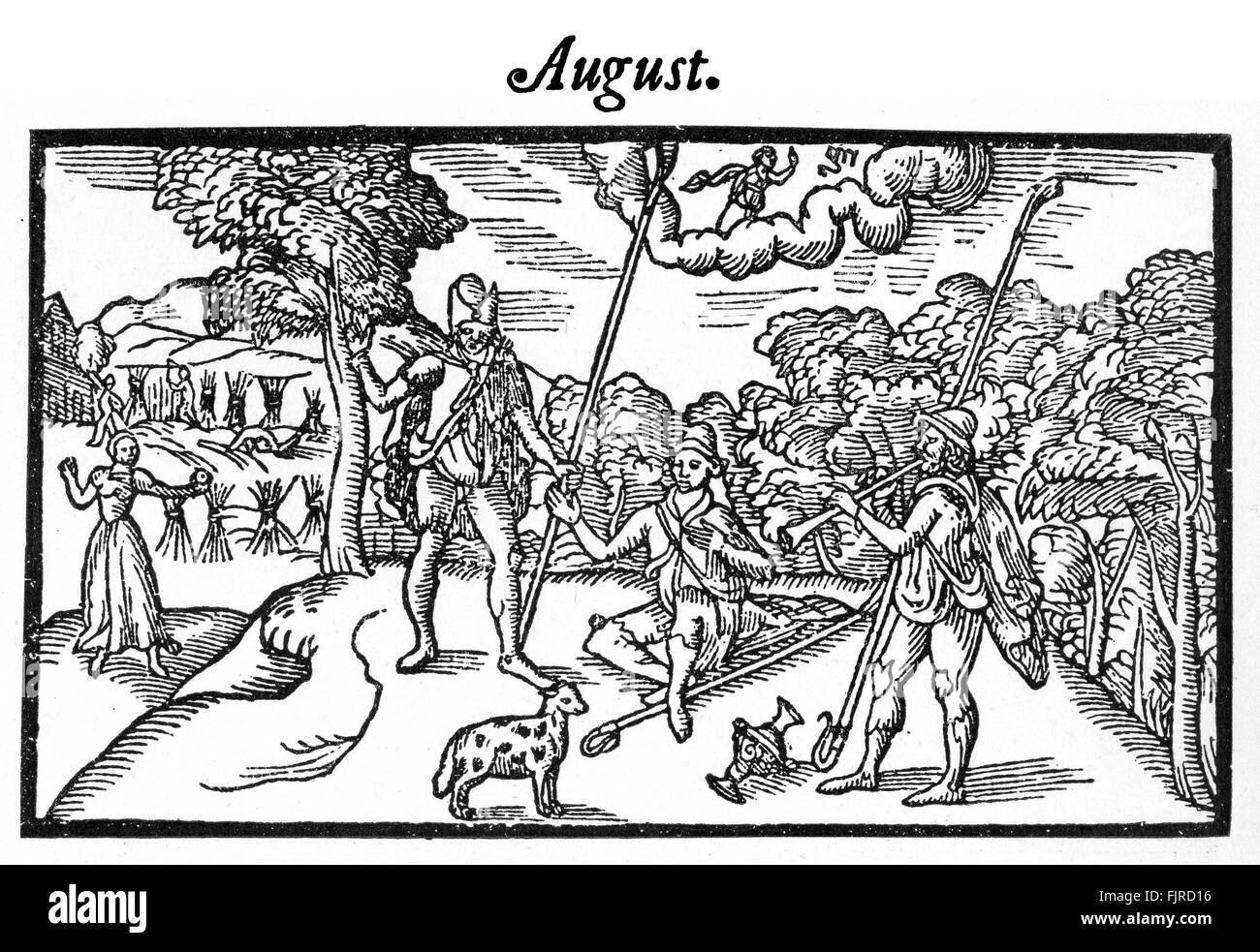 Il pastore 's calendario, Agosto 1597 da Edmund Spenser. Gli agricoltori. La calandra Shepheardes. ES: 1552? - 1599 Foto Stock