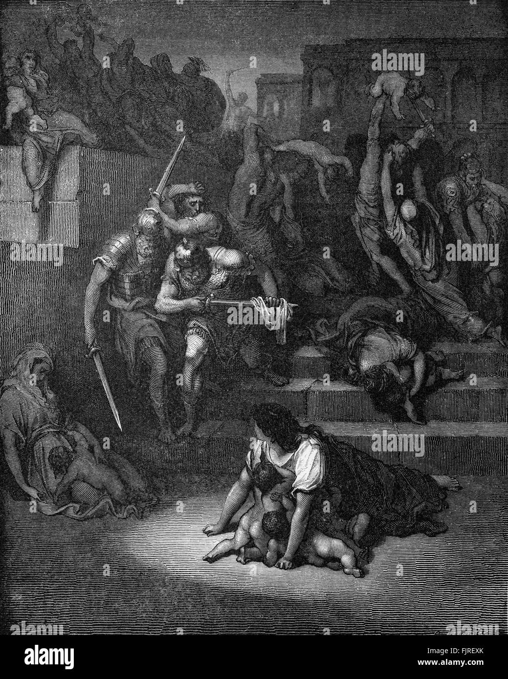 La strage degli innocenti - il re Erode ordina la morte di tutti i bambini di Betlemme (Matteo Capitolo II), illustrazione di Gustave Doré (1832 - 1883) Foto Stock
