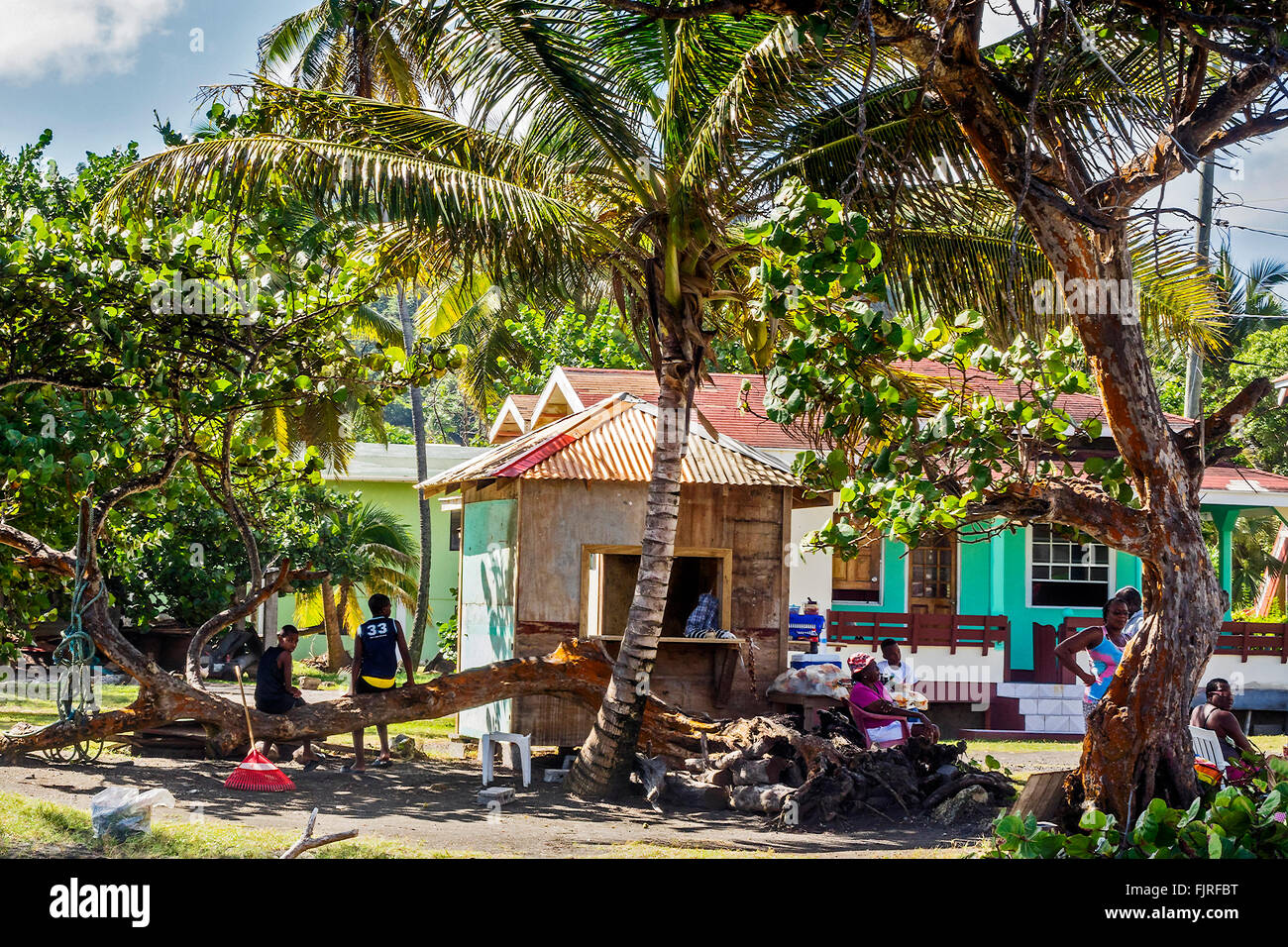 La vita del villaggio Grenada West Indies Foto Stock