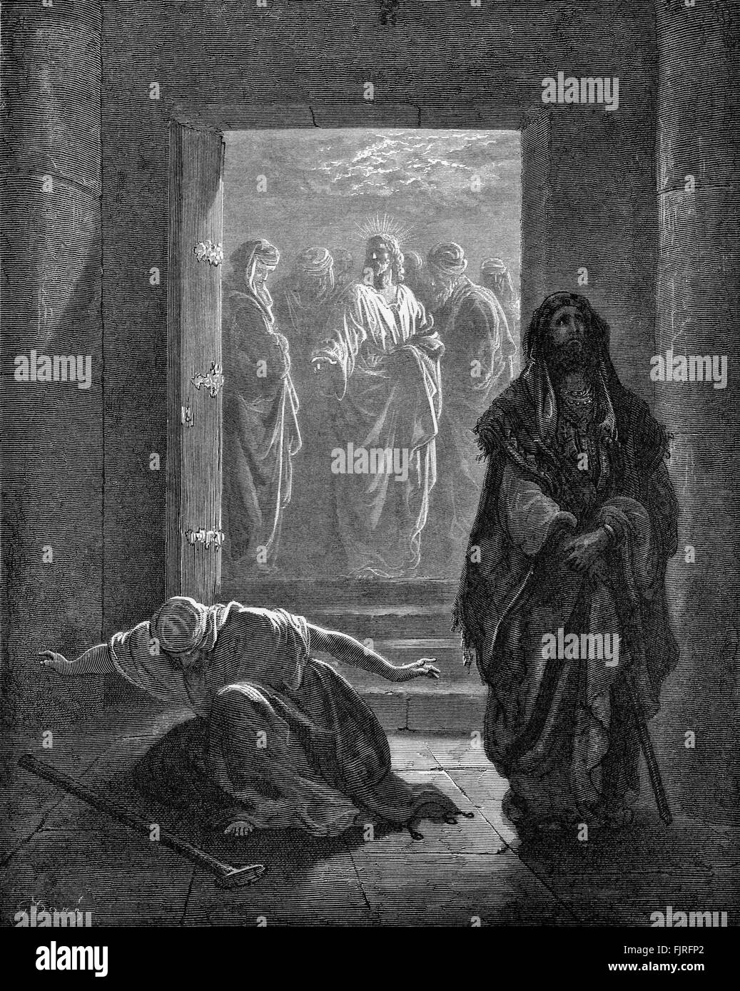 La parabola del fariseo e il pubblicano (Luca capitolo XVIII), illustrazione di Gustave Doré (1832 - 1883) Foto Stock