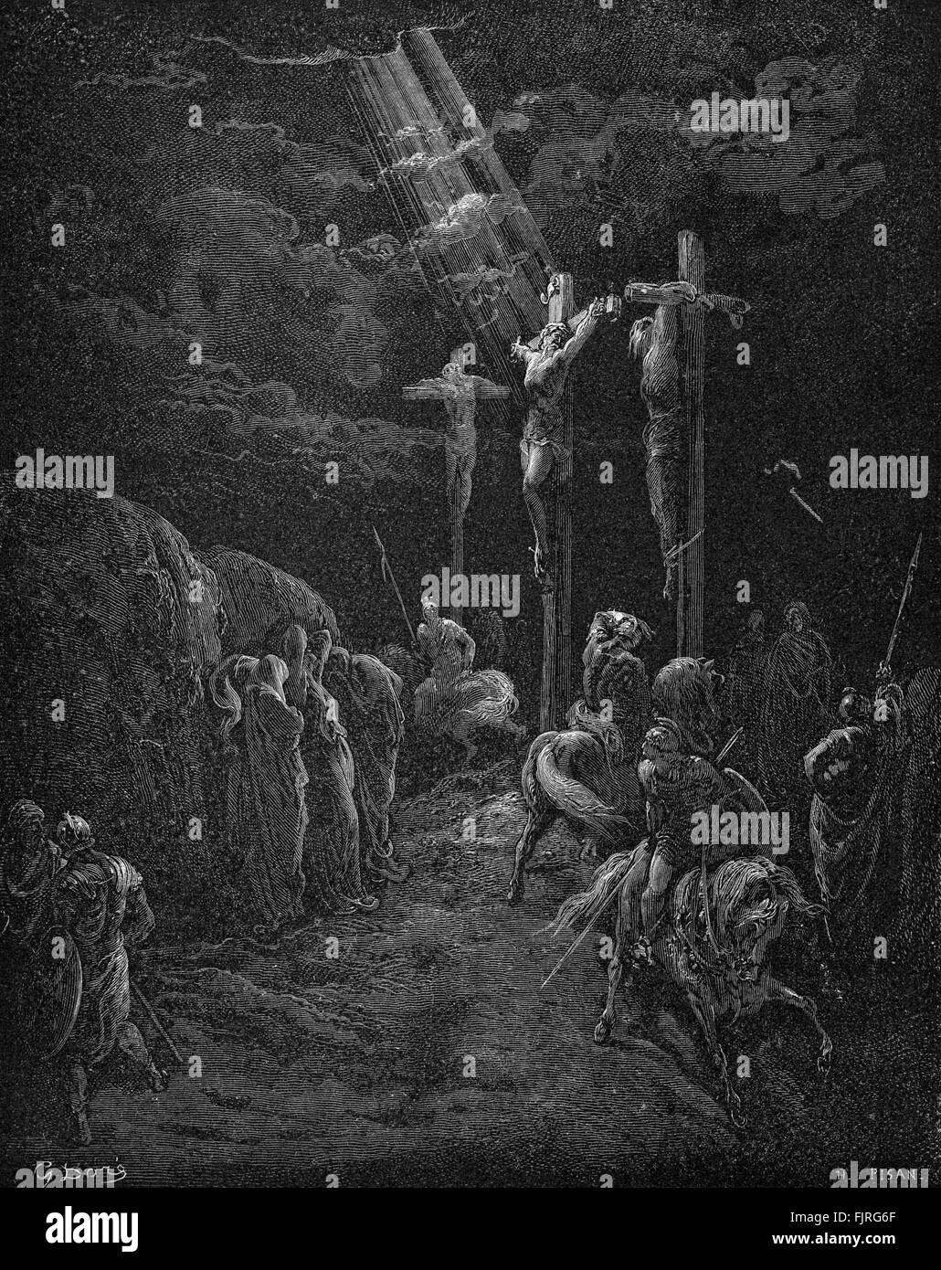 La morte di Cristo sulla croce (Matteo Capitolo XXVII), illustrazione di Gustave Doré (1832 - 1883) Foto Stock