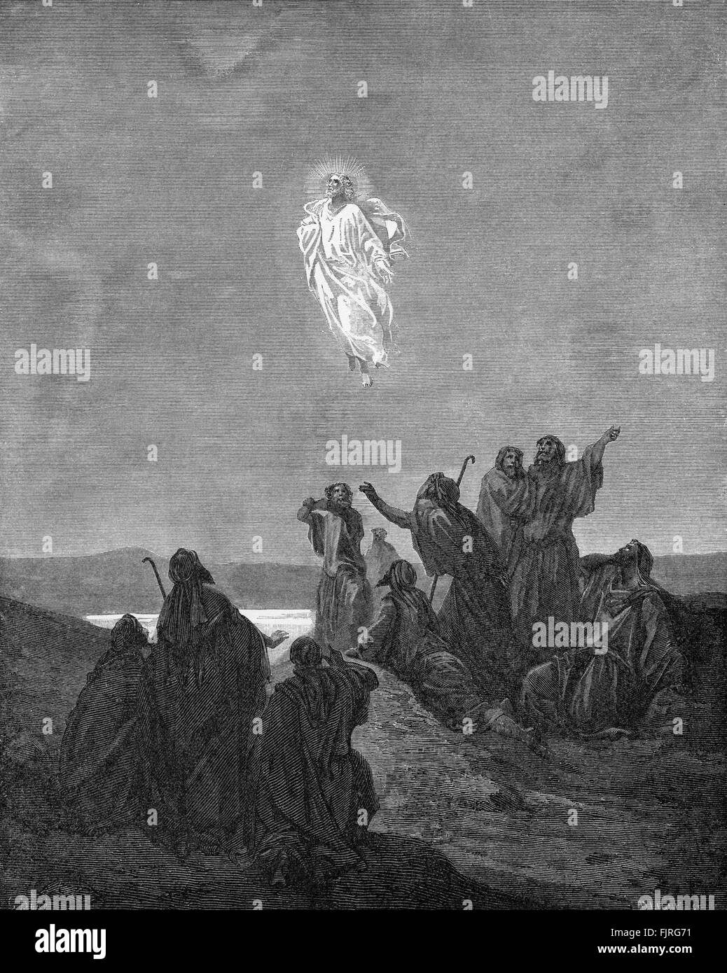 Ascensione di Gesù (Luca capitolo XXIV), illustrazione di Gustave Doré (1832 - 1883) Foto Stock