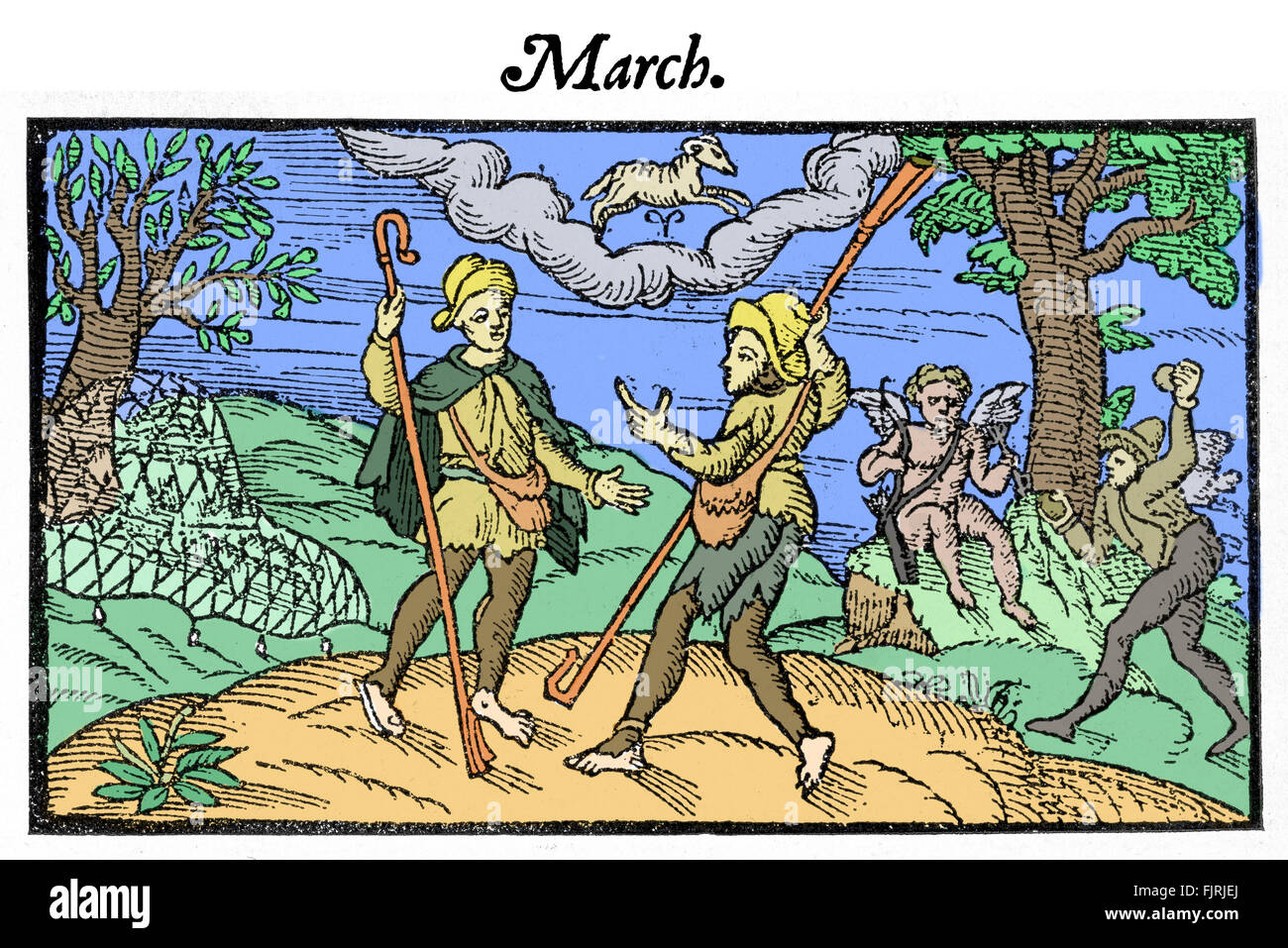 Il pastore 's Calendario Marzo 1597 da Edmund Spenser. Gli agricoltori. La calandra Shepheardes. ES: 1552? - 1599 Foto Stock
