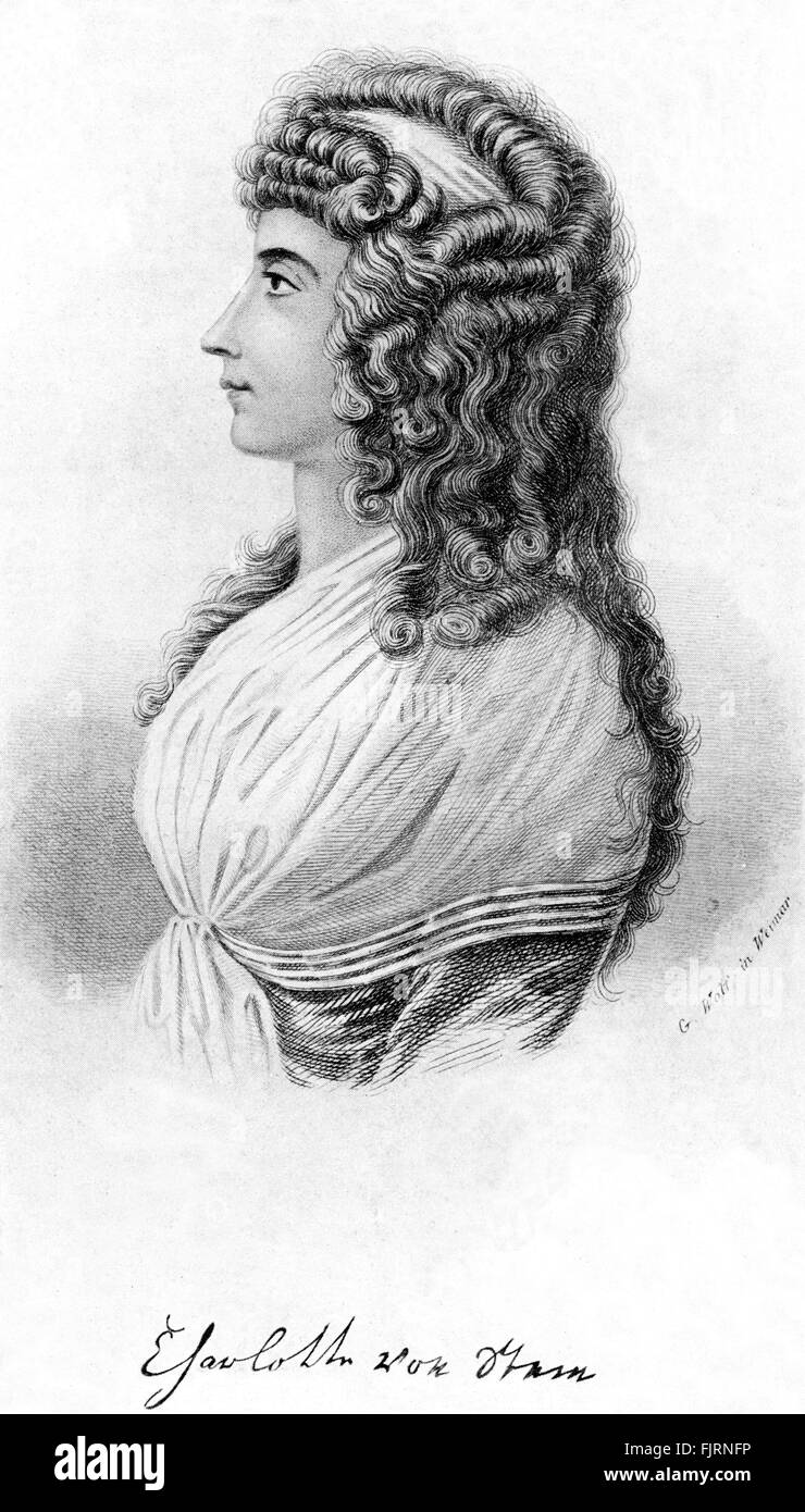 Charlotte von Stein (1742 - 1827), signora in attesa in Weimar corte alla duchessa Amalia, e intimo amico di Johann Wolfgang von Goethe - Tedesco, poeta, romanziere, drammaturgo e filosofo. 28 agosto 1749 - 22 Marzo 1832 Foto Stock
