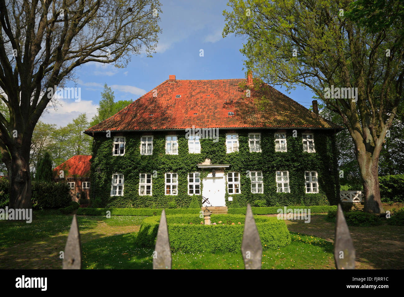 Ex Amtshaus, fiume Elba ciclabile Schnackenburg, Bassa Sassonia, Germania, Europa Foto Stock