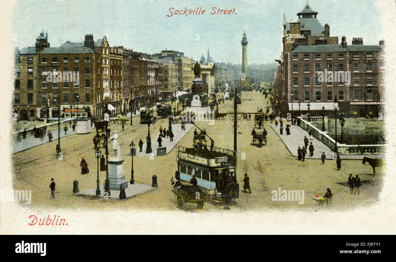 Sackville Street, Dublin, cartolina, 1903 Foto Stock