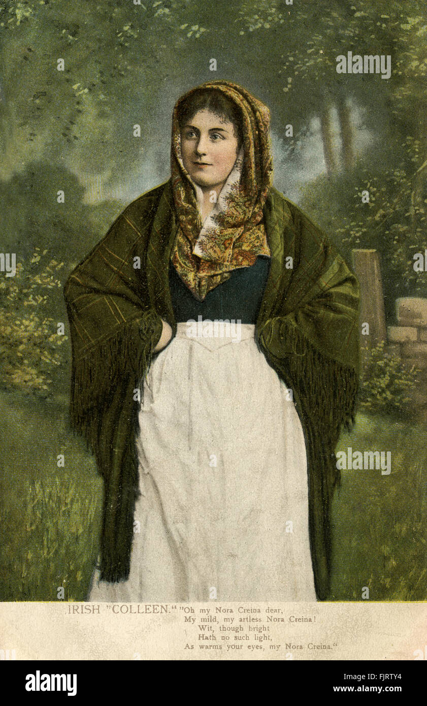 Irish colleen / donna irlandese, cartolina, 1906 Foto Stock