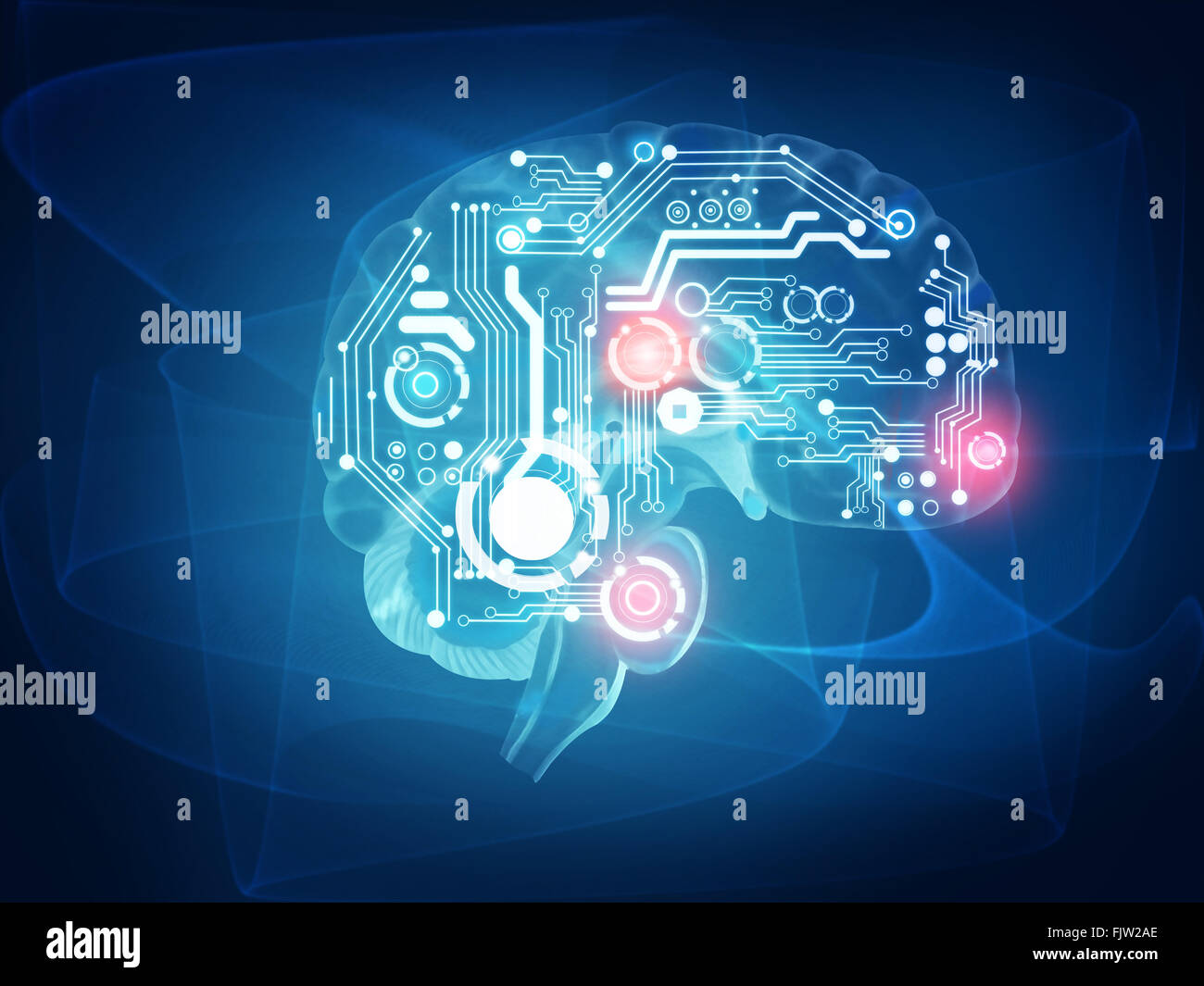 Il futuristico cervello umano Foto Stock