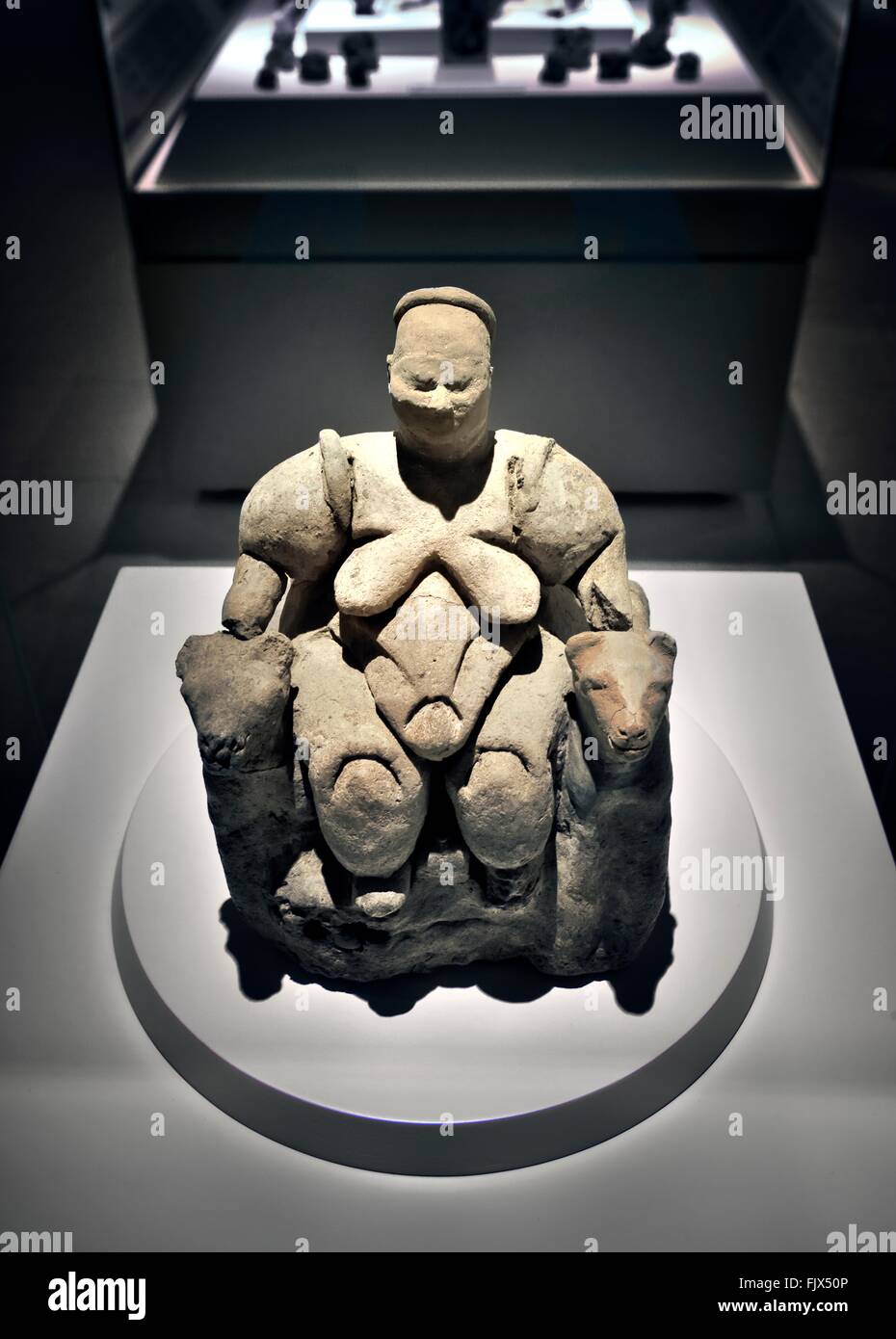 Terracotta Dea Madre 5700 BC da insediamento neolitico di Catalhoyuk. Museo delle Civiltà Anatoliche, Ankara, Turchia Foto Stock