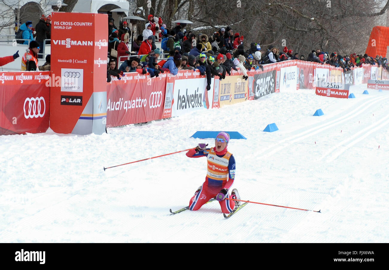 CANADA, Montreal, marzo 02.2016 Therese Johaug vincitore nella donna messa in Montréal .Tour di sci Canada 2016 Coppa del Mondo FIS. Massa 10.5 km femminile. Foto : KADRI MOHAMED / agenzia IMAGESPIC Foto Stock