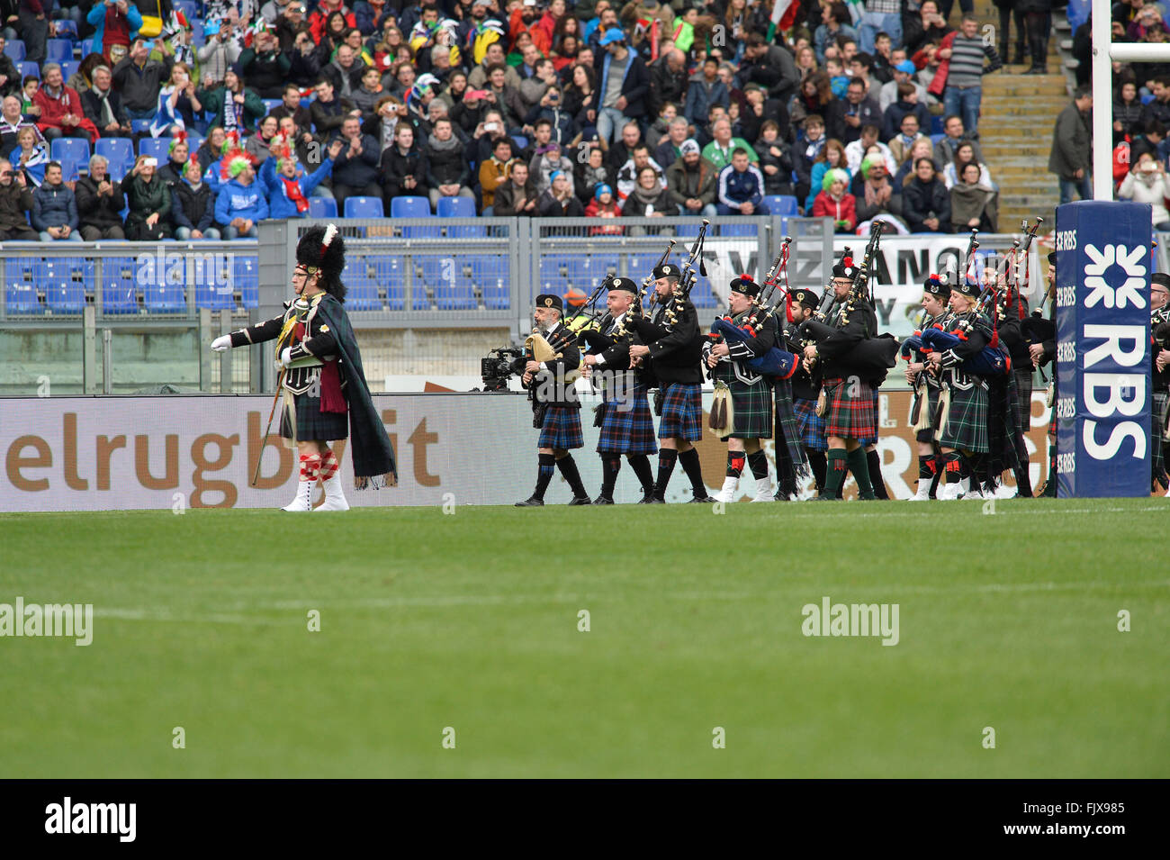 Italie-Rome ,Feb 27,2016 cornamuse RBS Sei Nazioni di Rugby campionato, Italia v Scozia nello Stadio Olimpico di Roma, in febbraio 27, 2016 Foto Stock
