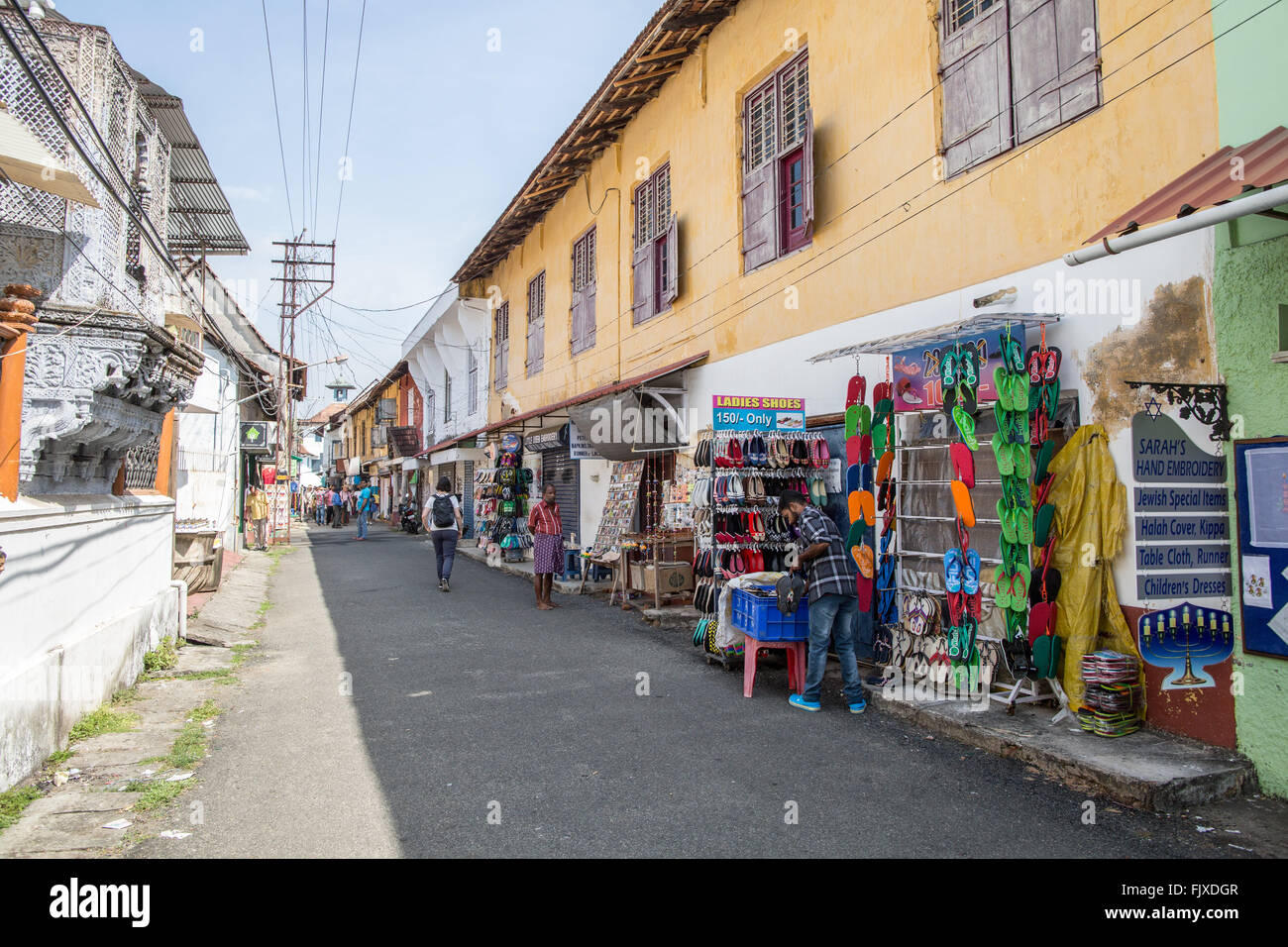 Negozi in città giudeo Kochi India Kerala Foto Stock