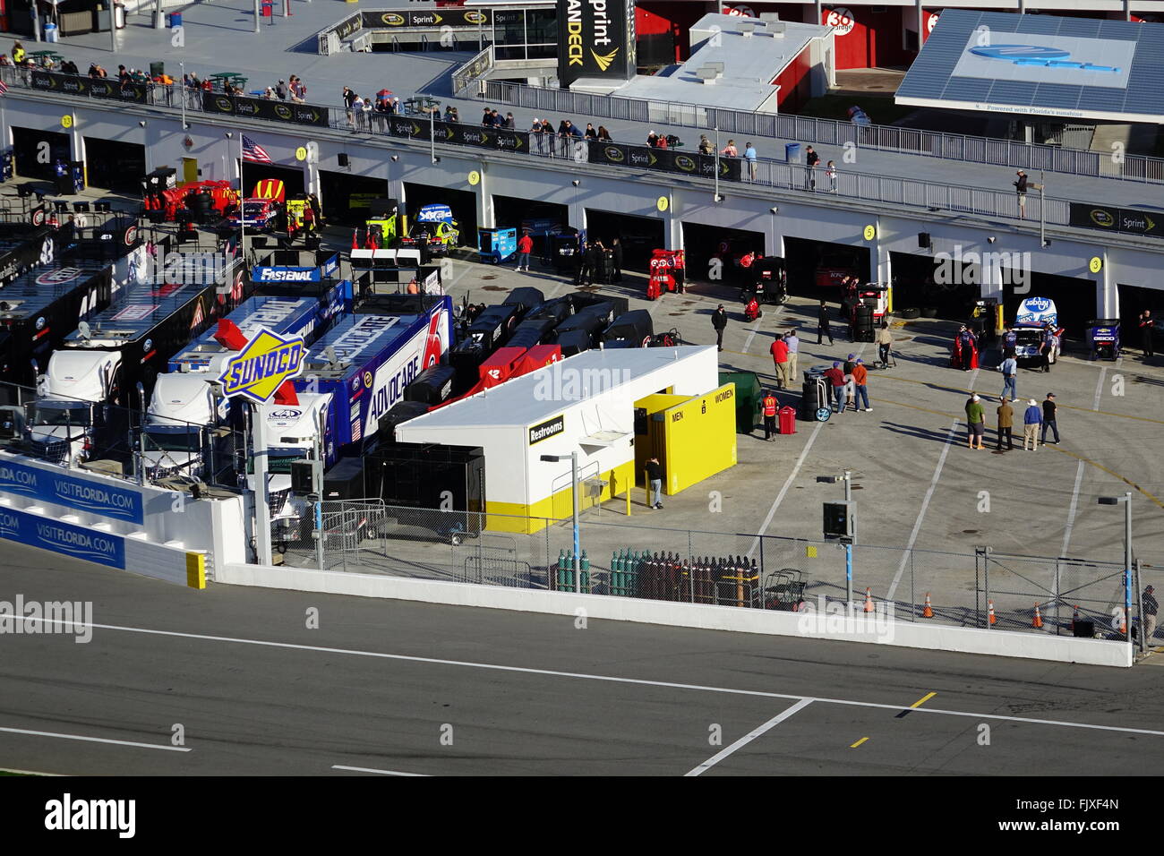 Zona Paddock, Daytona International Speedway Foto Stock