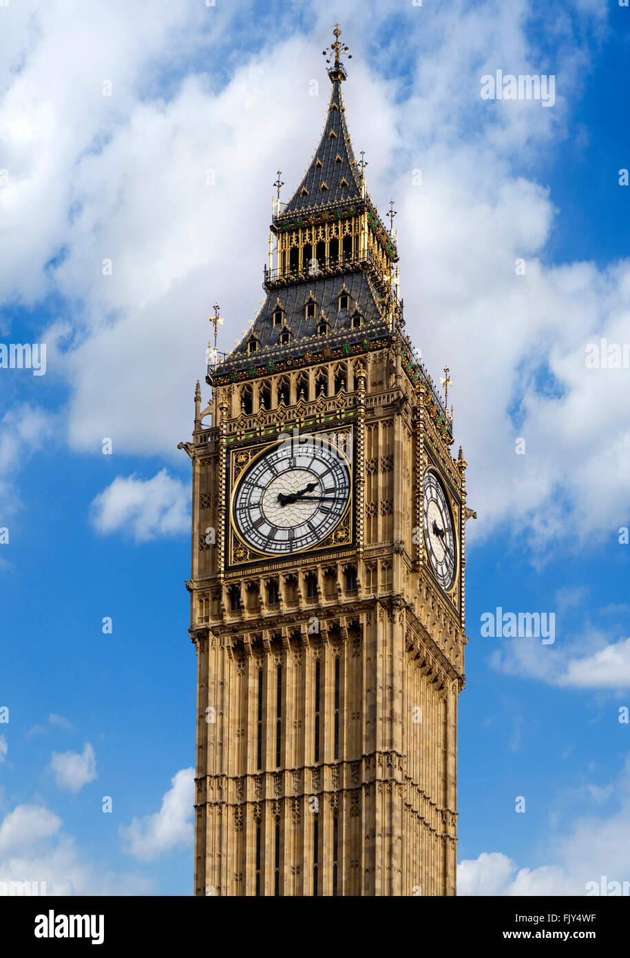 Big Ben presso il Palazzo di Westminster, Londra, Inghilterra, Regno Unito Foto Stock