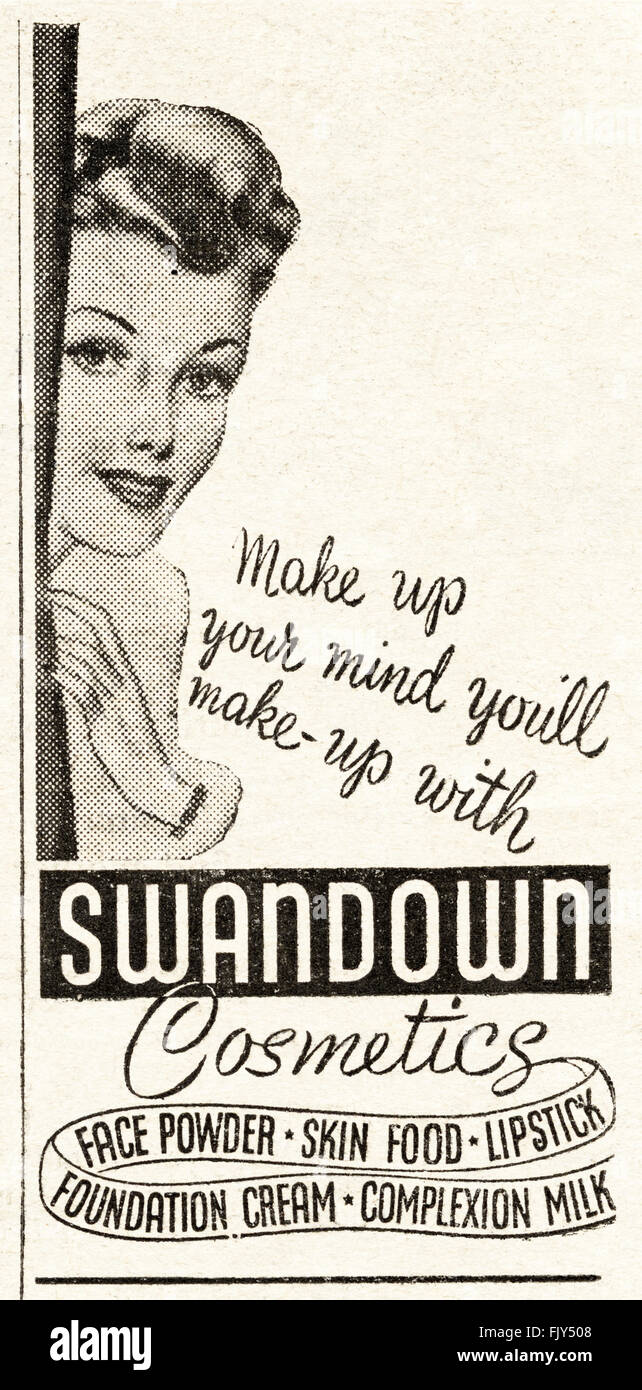 Vintage originale annuncio da 1940s. Annuncio datato 1947 pubblicità Royston cosmetici. Foto Stock