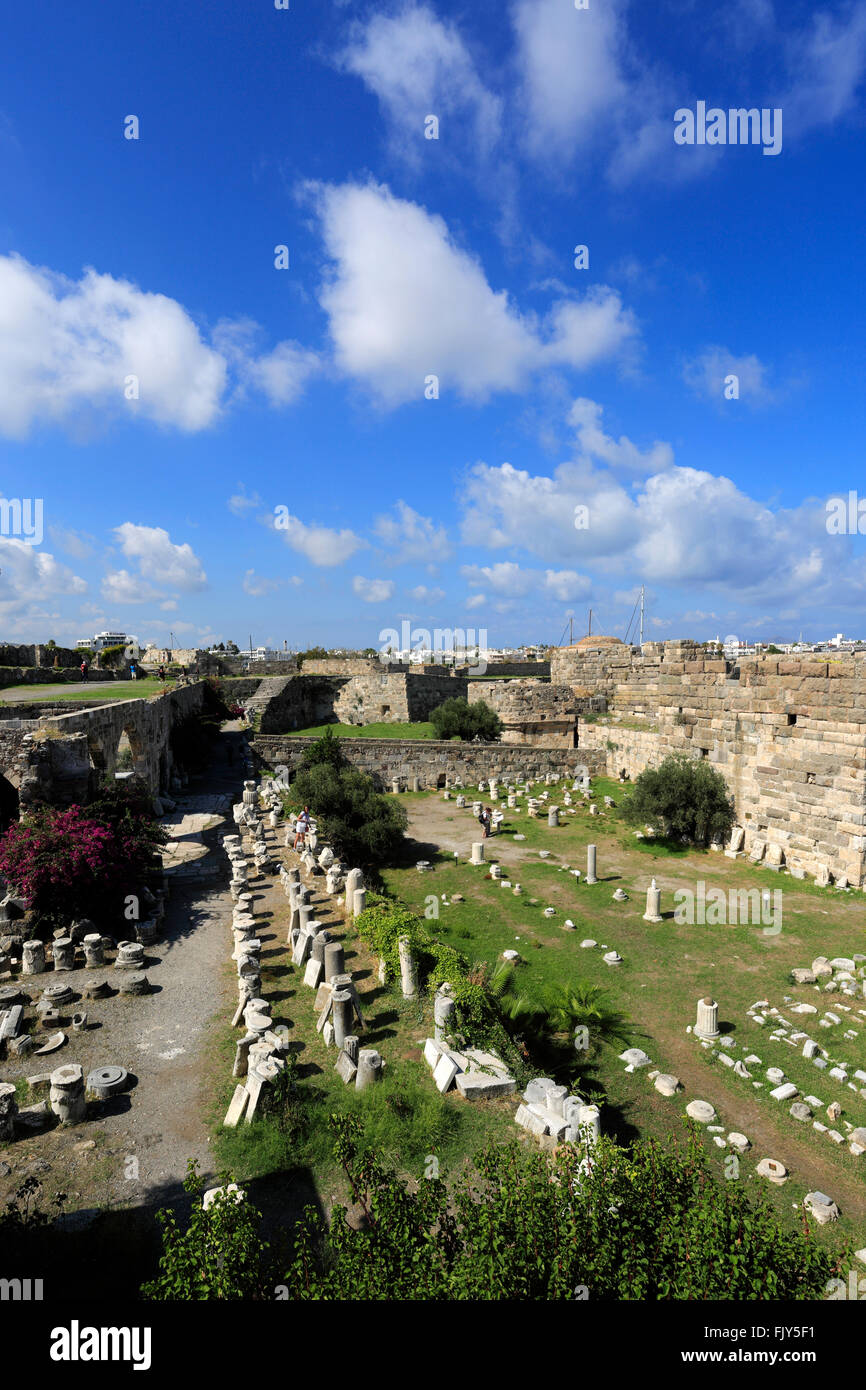 Il castello di Neratzia, ex fortezza dei Cavalieri di San Giovanni di Gerusalemme, isola di Kos, Dodecanneso gruppo di isole, Egeo Meridionale Foto Stock