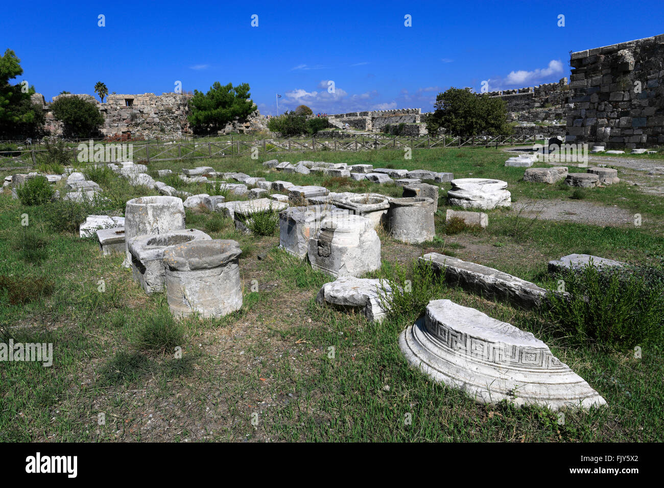 Il Asklepeion una guarigione tempio sacro al dio Esculapio, il dio greco della medicina, isola di Kos, DODECANNESO Foto Stock