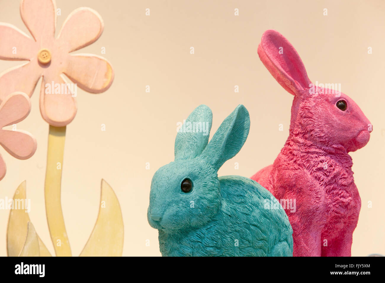 Coniglietto di Pasqua,Decorazione vetrina Praga, Repubblica Ceca Foto Stock