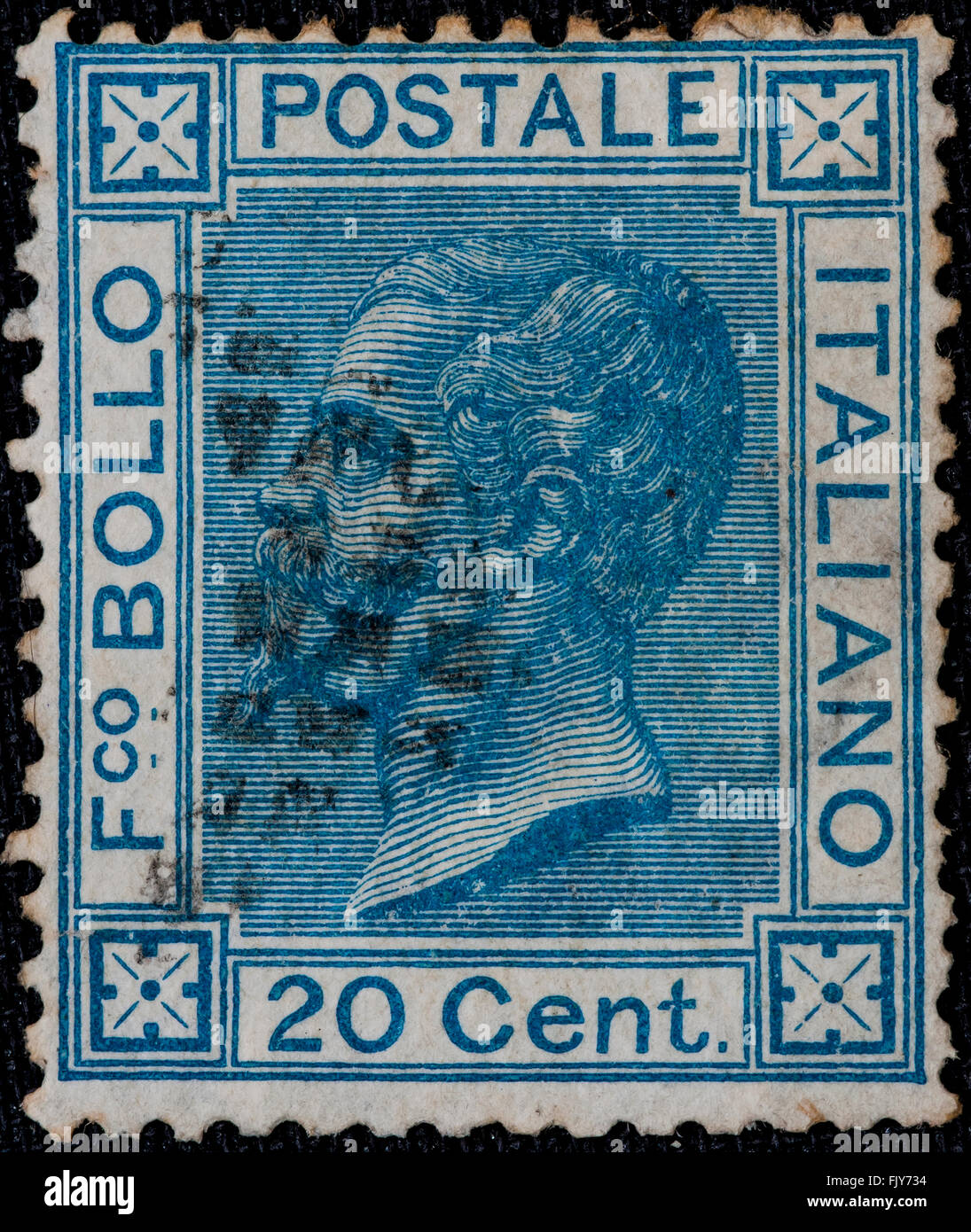 1867 - vecchi francobolli usati del Regno d'Italia il Re Vittorio Emanuele  II - 20 c Foto stock - Alamy