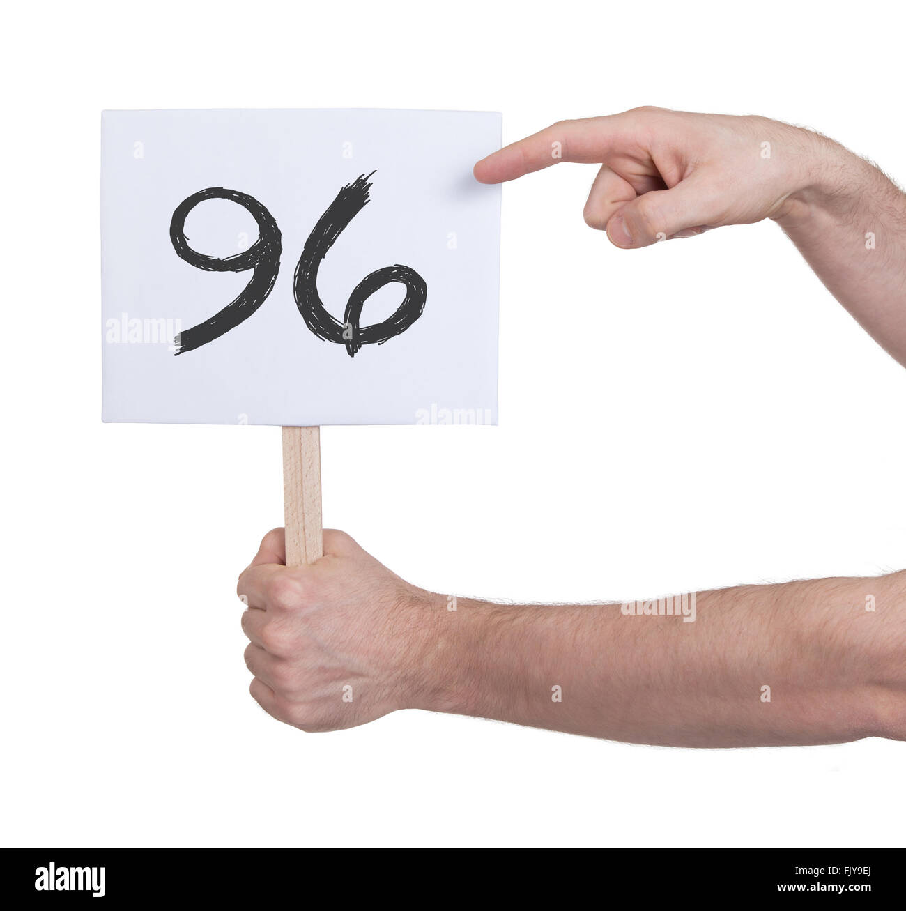 Segno con un numero, isolato su bianco - 96 Foto Stock