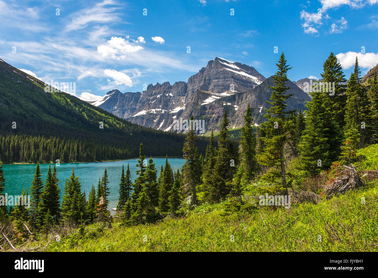 Bellissima vista del lago di Josephine, il Glacier National Park Foto Stock