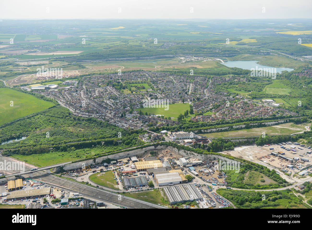 Una veduta aerea del Kent città di Swanscombe Foto Stock