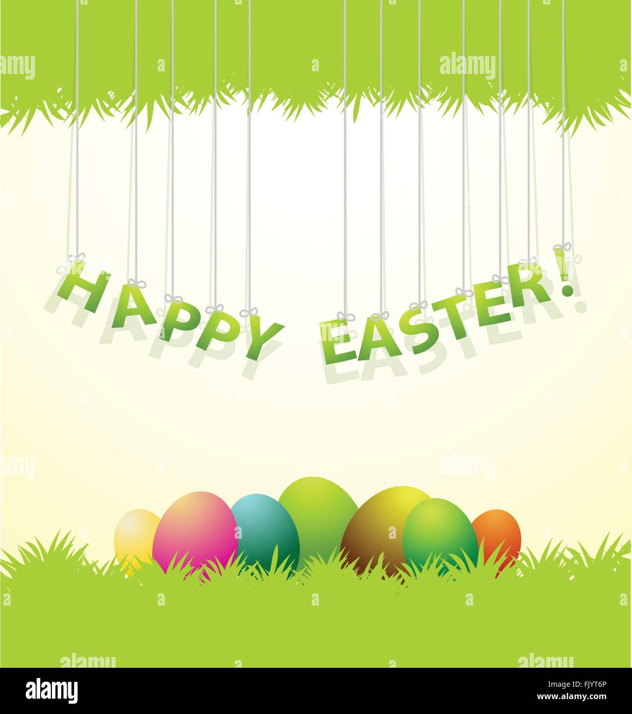 Felice Pasqua card con uova colorate di erba Illustrazione Vettoriale