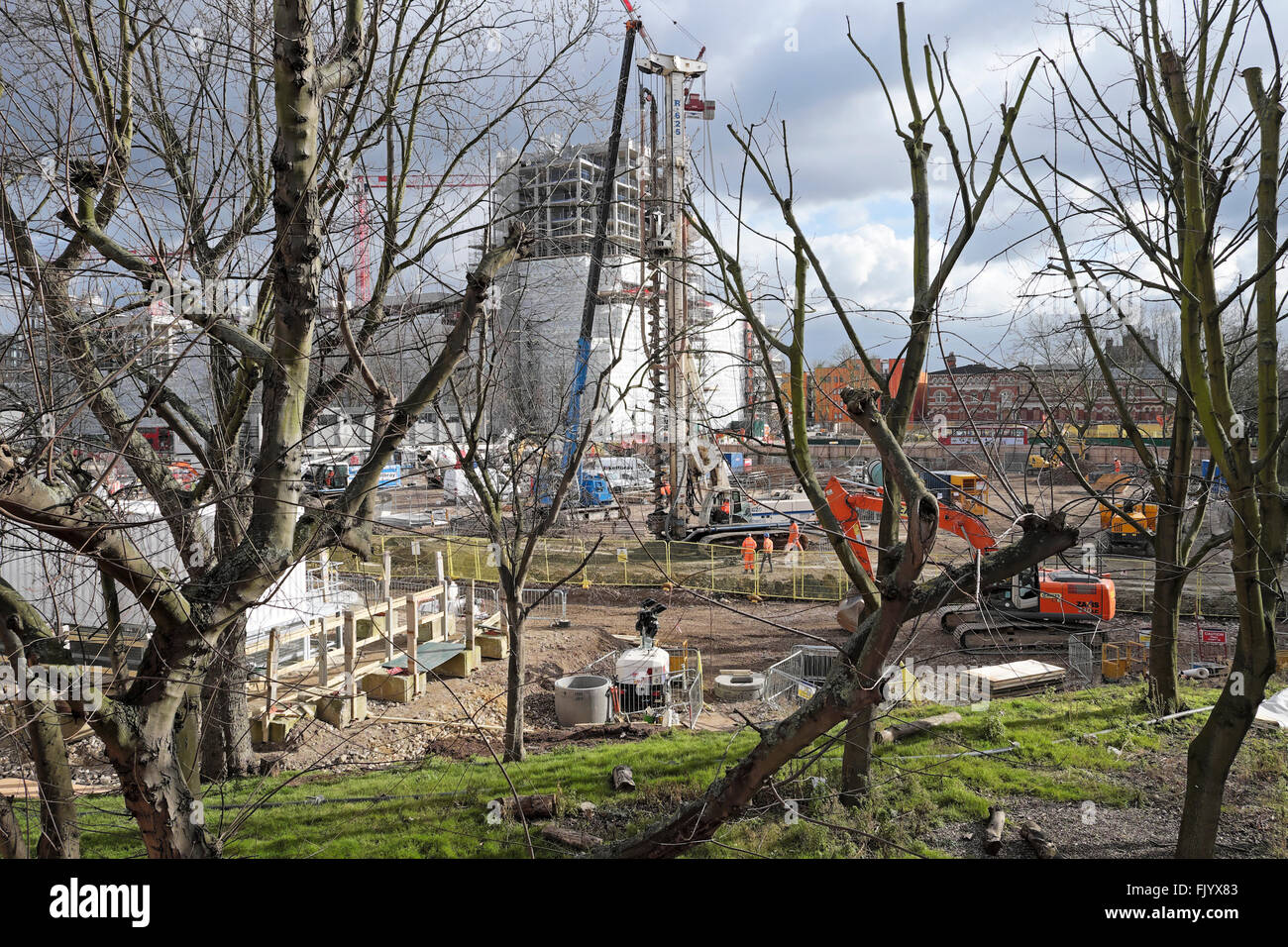 "Elephant Park' alloggiamento sotto la costruzione su Heygate Estate sito di riqualificazione di Elephant e Castle Londra SE17 KATHY DEWITT Foto Stock