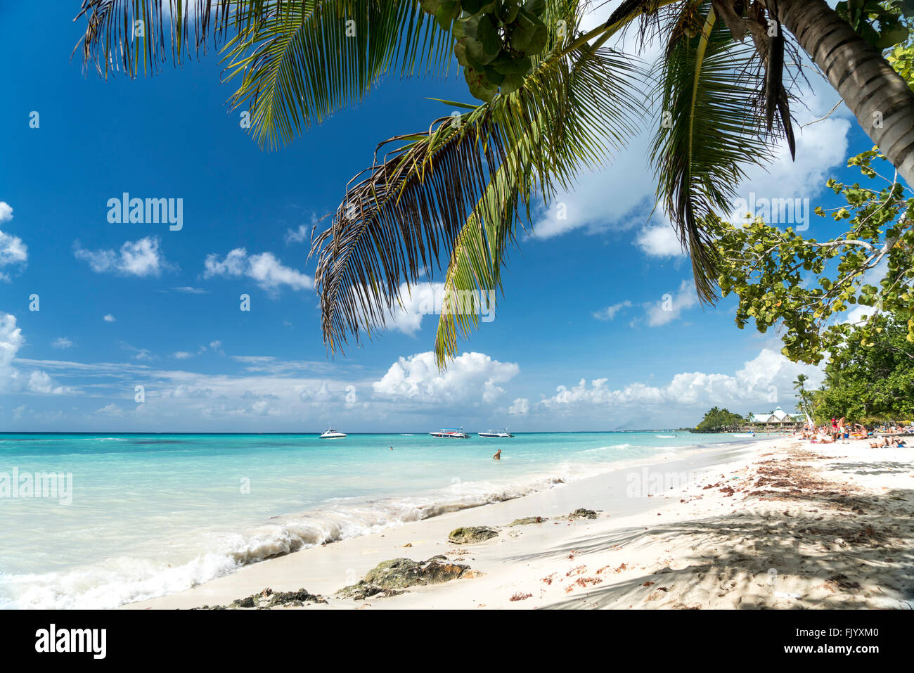 Spiaggia sabbiosa di Bayahibe Repubblica Dominicana, Caraibi, America, Foto Stock