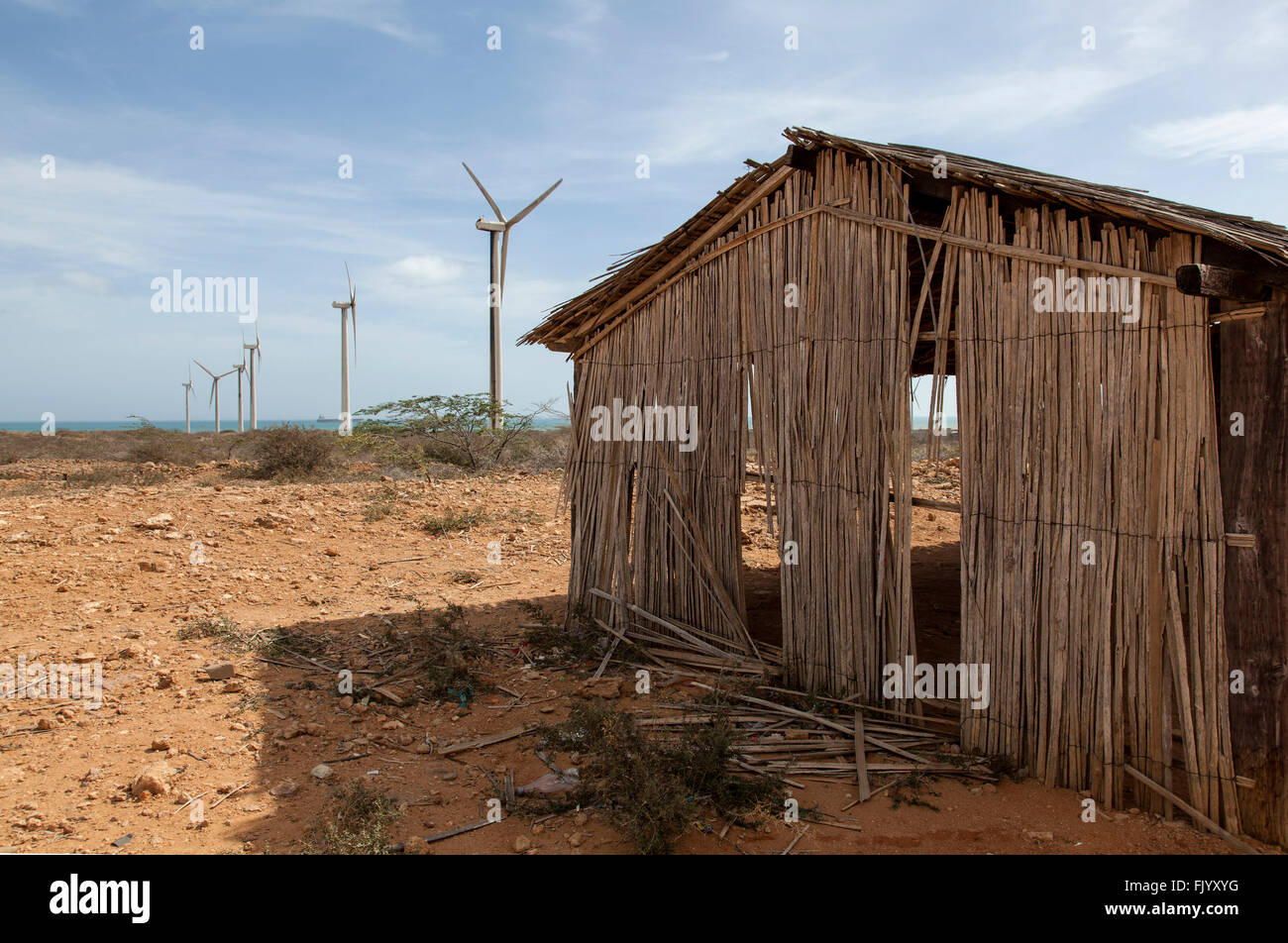 L energia eolica turbine in La Guajira, Colombia Foto Stock