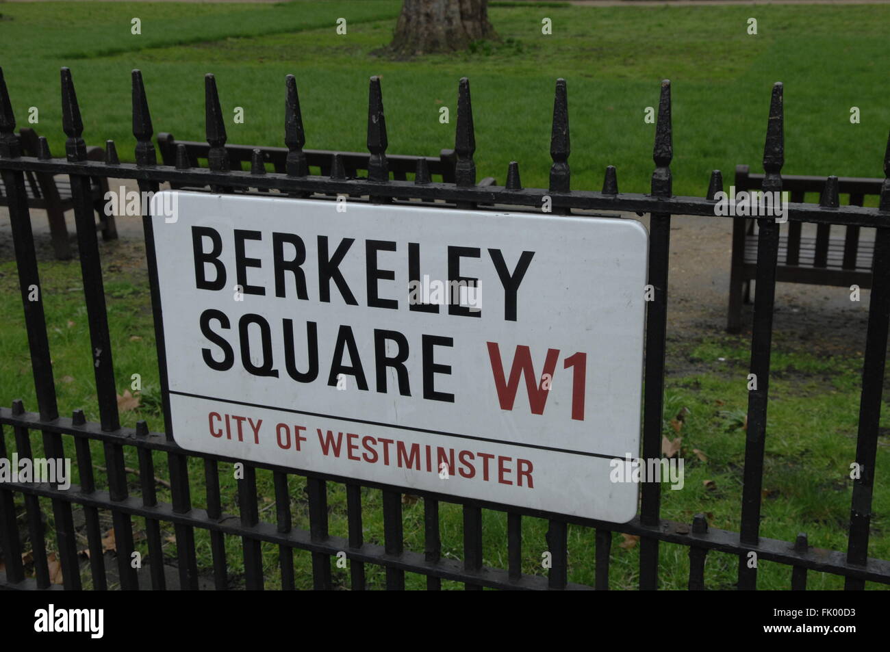 Berkeley Square segno Street London W1 Inghilterra Foto Stock