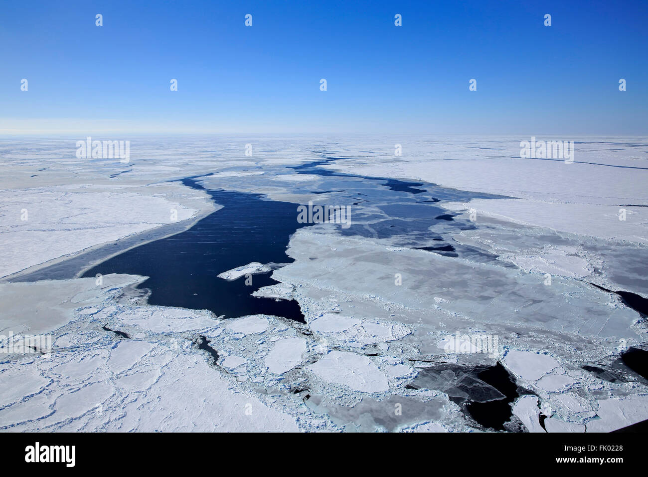 Pack di ghiaccio in inverno, le isole della Maddalena, golfo di St Lawrence, Quebec, Canada, America del Nord Foto Stock