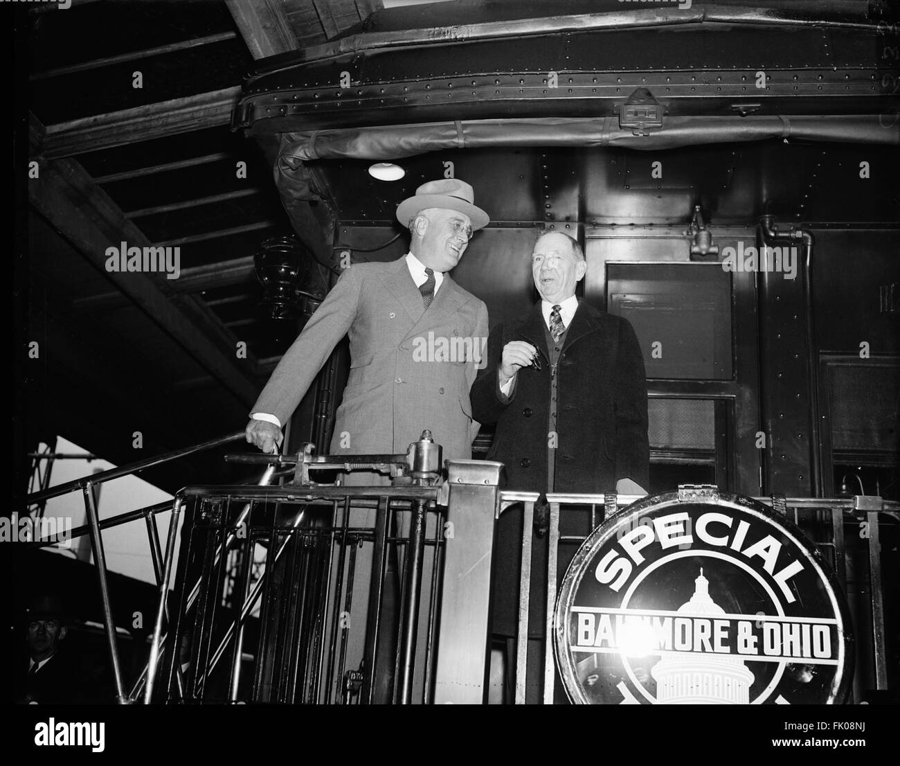 STATI UNITI Presidente Franklin Roosevelt prima del suo discorso alla Convenzione dell'American Bankers Association, Harris & Ewing, Washington, D.C., USA, Ottobre 24, 1934 Foto Stock