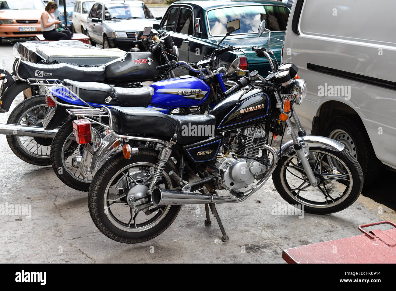 Vecchia moto d'epoca in Havana, Cuba Foto Stock