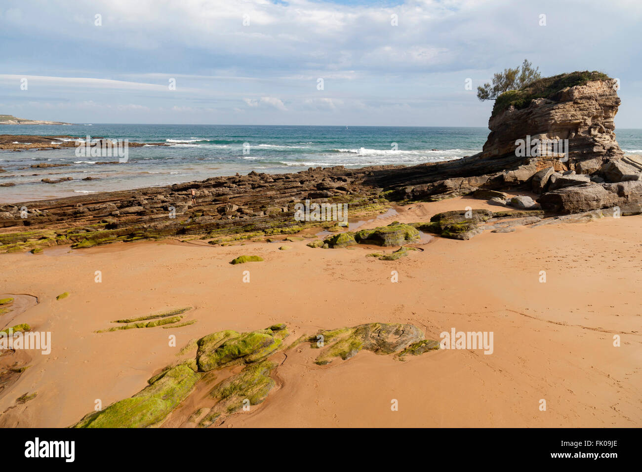 Spiaggia El Sardinero Playas, Santander, Cantabria, Spagna. Foto Stock