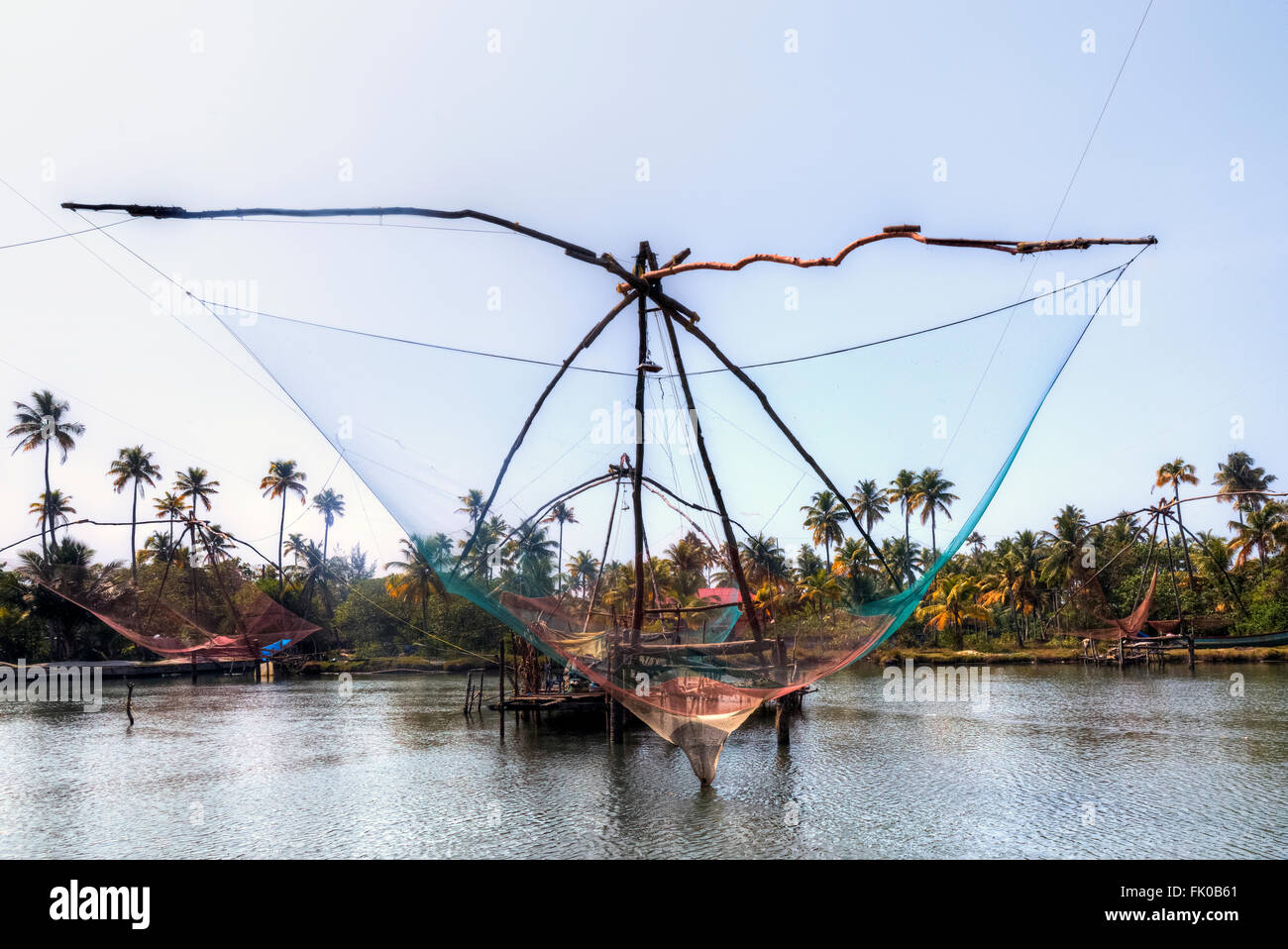 Cinese di reti da pesca, Kochi, Kerala, India, Asia Foto Stock