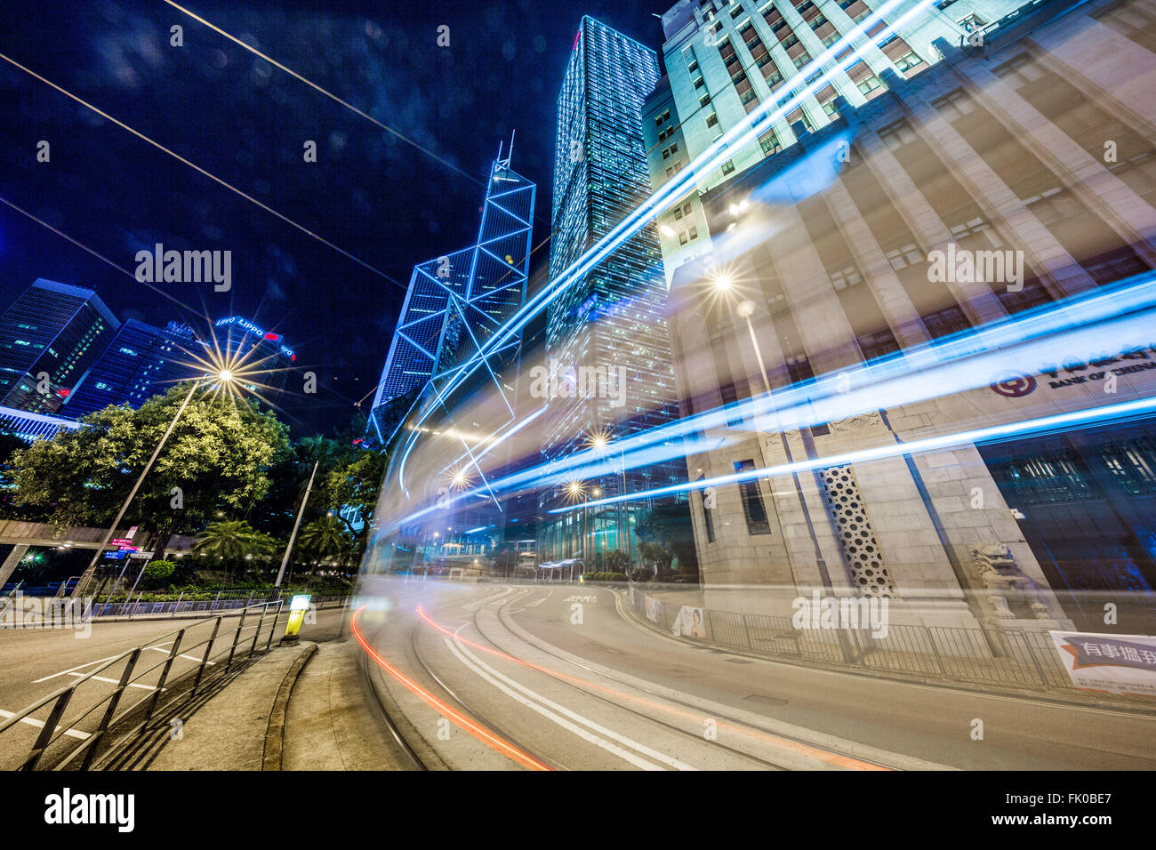 Auto tracce foto nel centro di Hong Kong Foto Stock