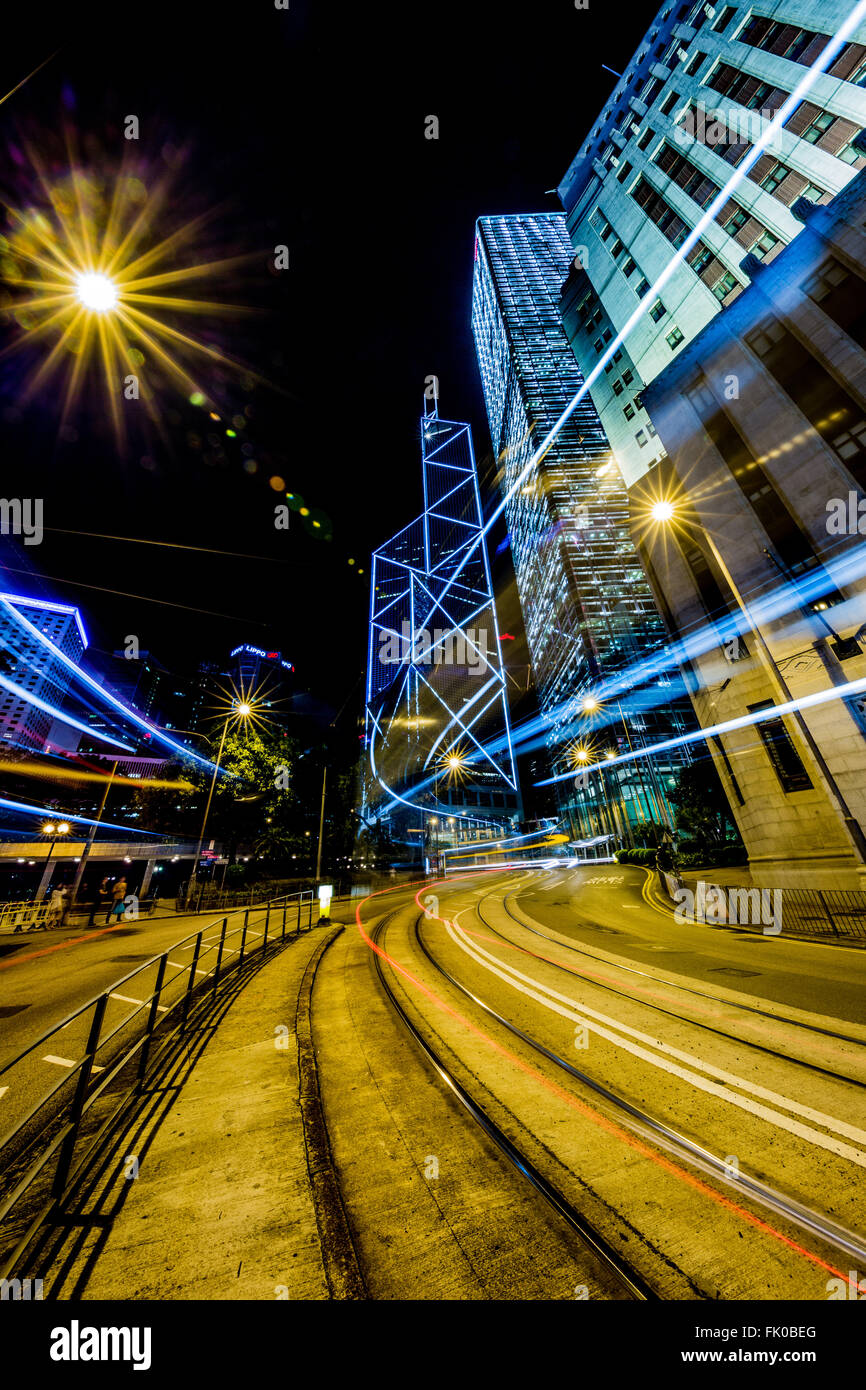 Auto tracce foto nel centro di Hong Kong Foto Stock