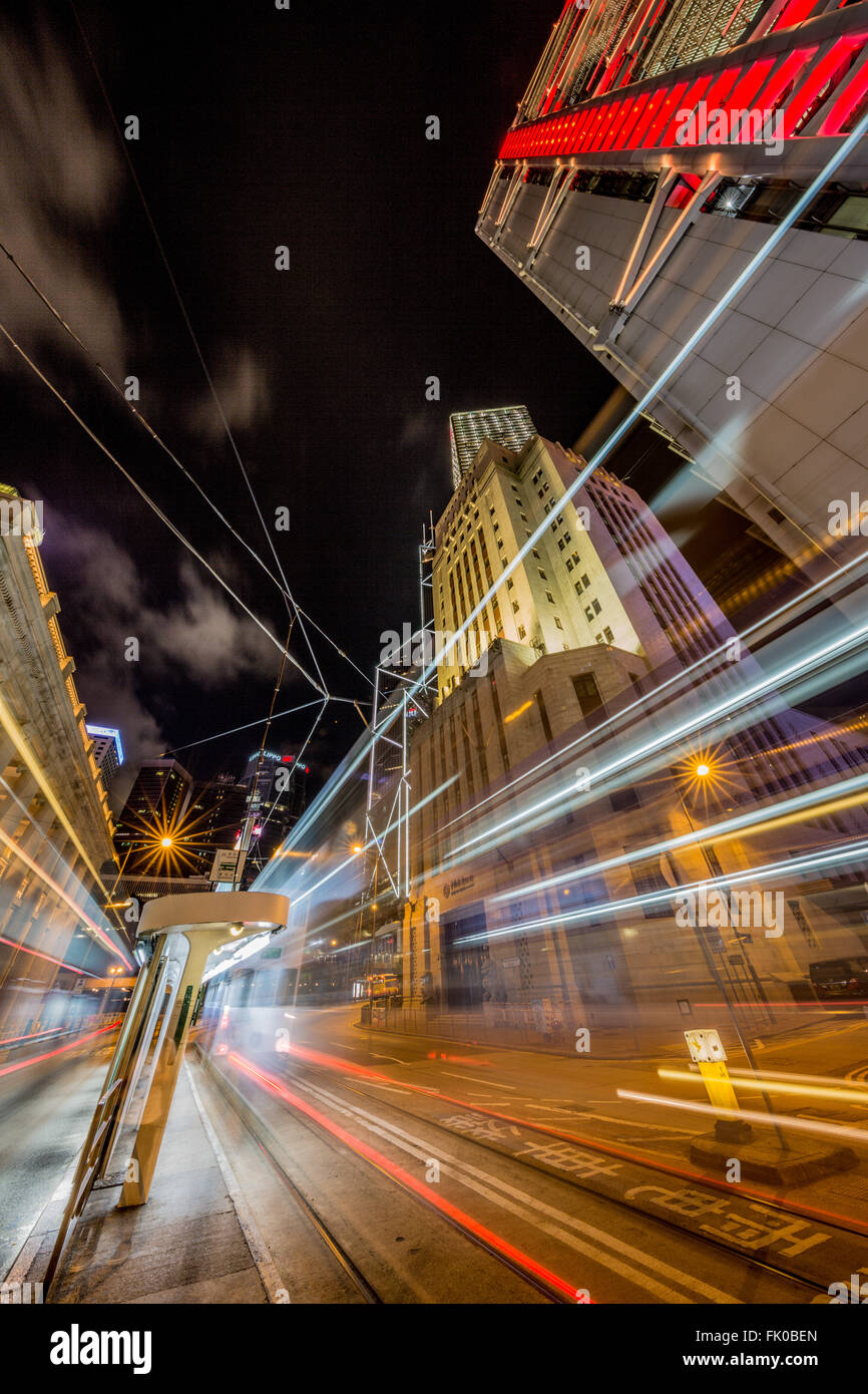 Auto tracce foto nel centro di Hong Kong Foto Stock