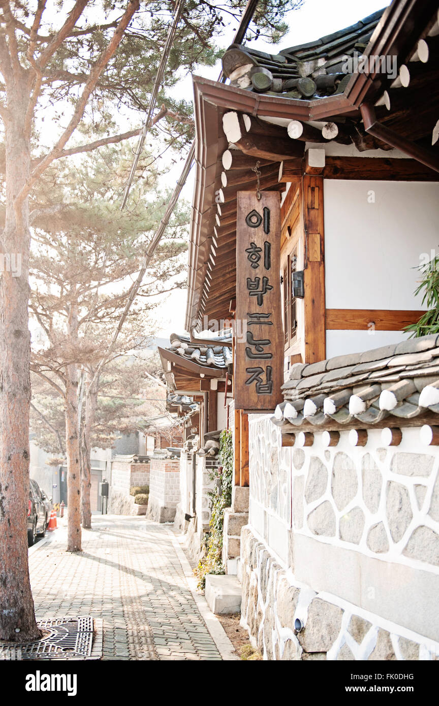 Il villaggio di Bukchon Hanok, Seoul Foto Stock