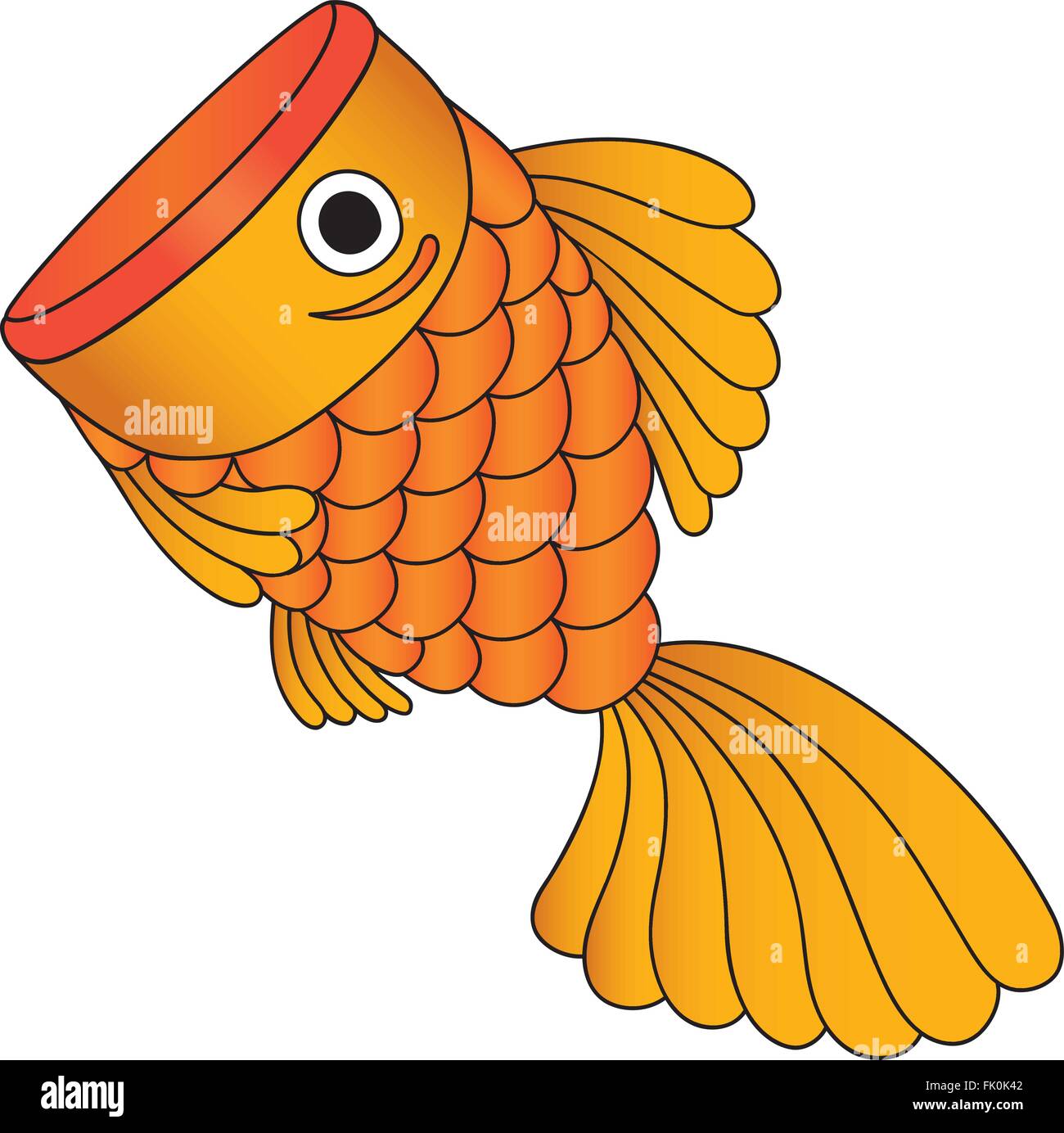 Illustratore di pesce dorato, cartoon, isolato Illustrazione Vettoriale